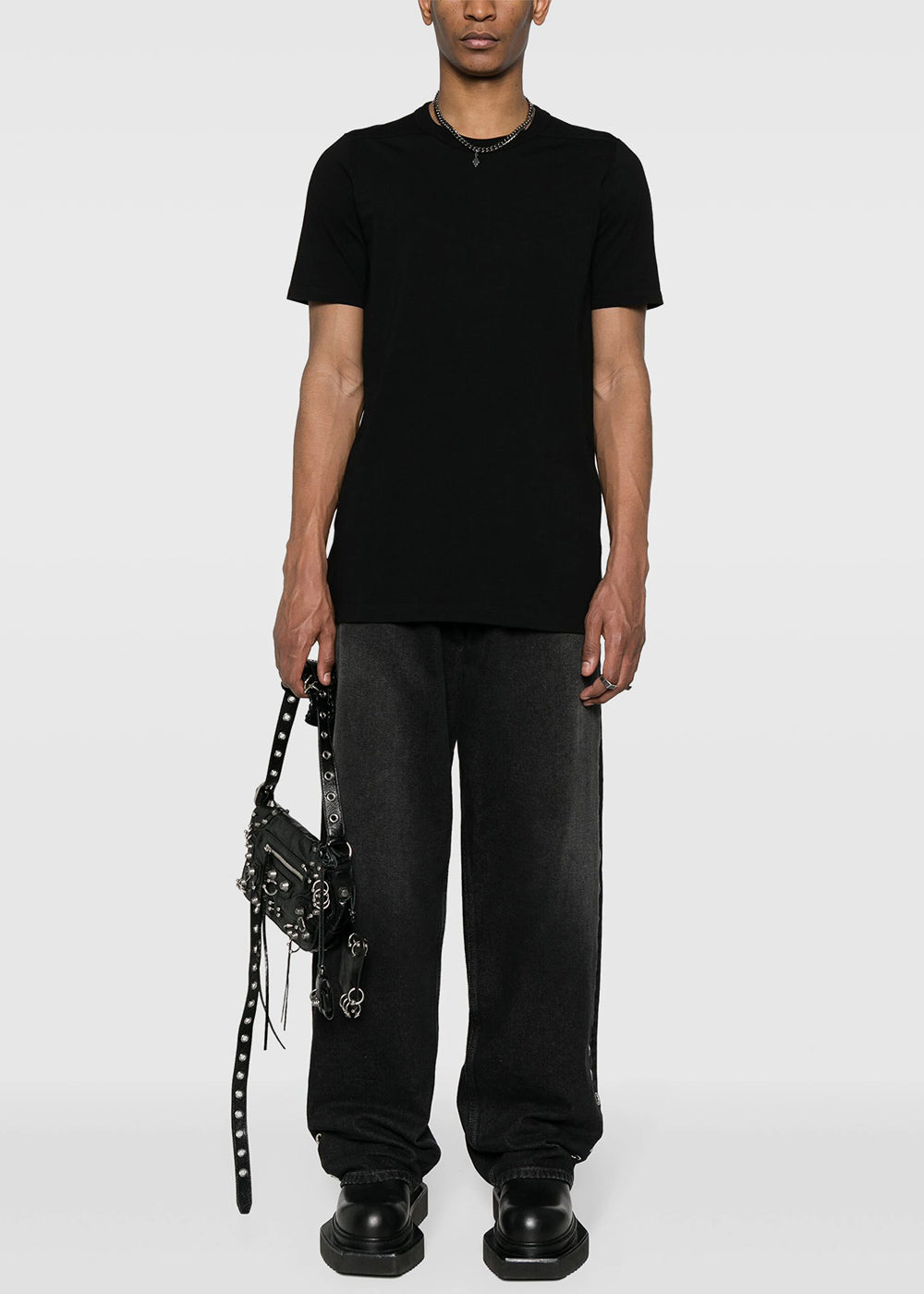 Black Panelled Cotton T-Shirt Rick owens оригінал – Купити в Україні – вид ззаду