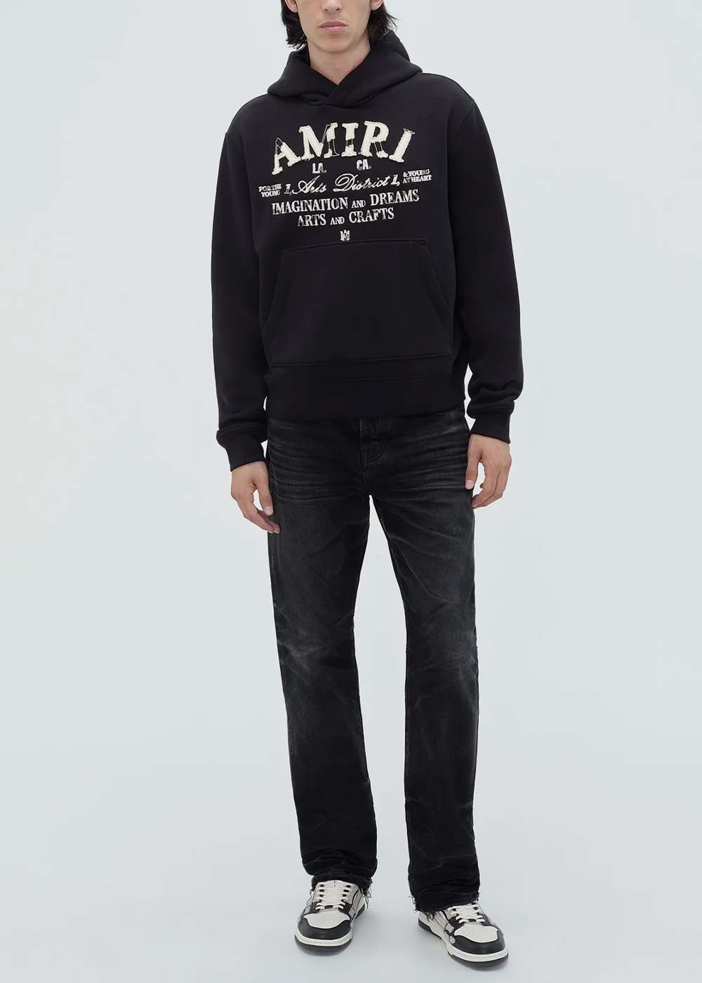 Black Distressed Arts District Hoodie Amiri – Гарантія оригінальності – вид ззаду