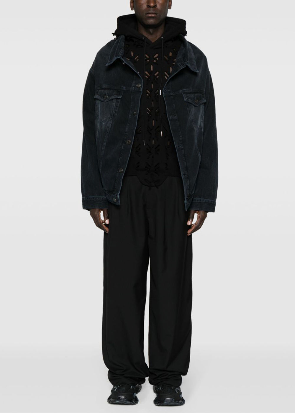 Blue Black Off Shoulder Jacket Balenciaga оригінал – Купити в Україні – вид ззаду
