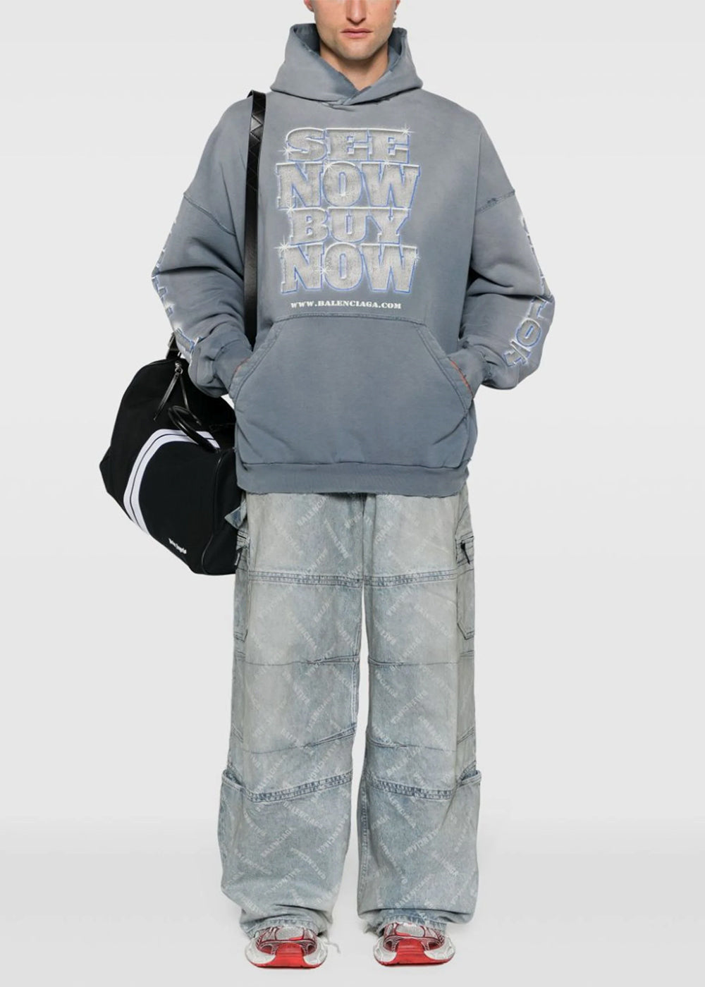 Blue Denim Cargo Pants Balenciaga – Гарантія оригінальності – вид ззаду