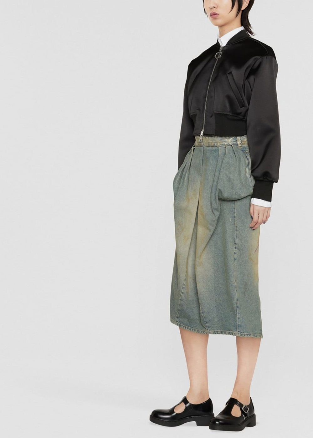 Оригінальна Dirty Blue Pleated Denim MIDI Skirt Maison margiela – детальний вид