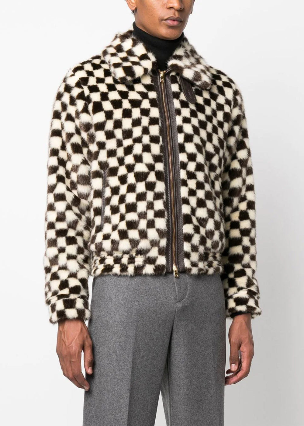 Оригінальна Black & White Checked Faux Fur Blouson Jacket Amiri – детальний вид