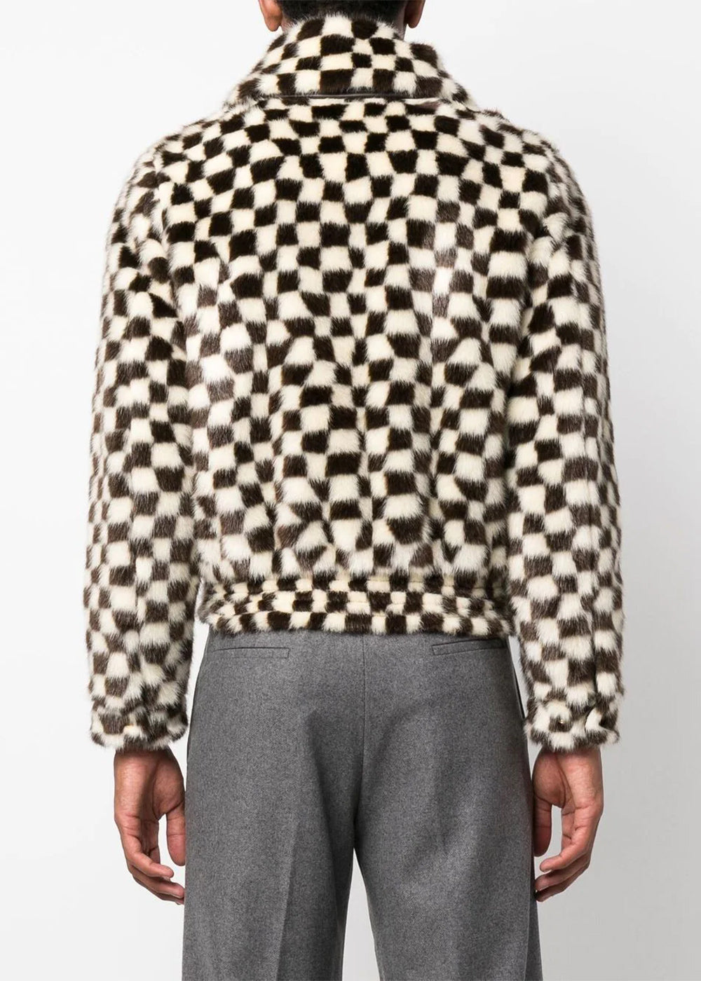 Оригінальна Black & White Checked Faux Fur Blouson Jacket Amiri – збільшений вид
