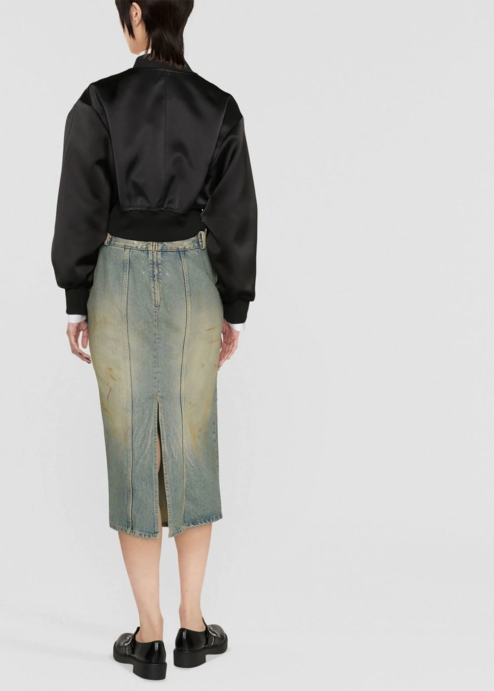 Оригінальна Dirty Blue Pleated Denim MIDI Skirt Maison margiela – збільшений вид