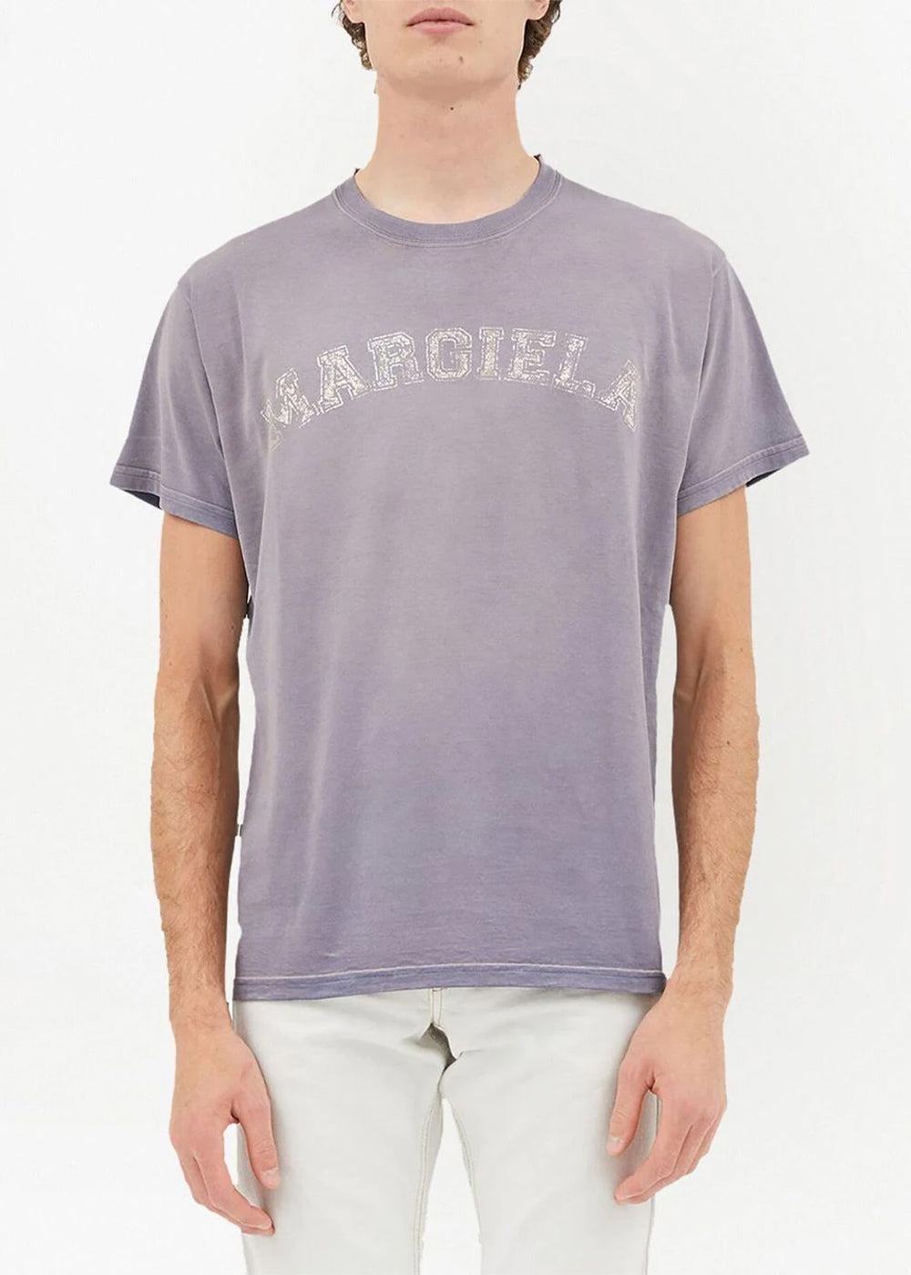 Оригінальна Purple Logo-Print T-Shirt Maison margiela – вид ззаду