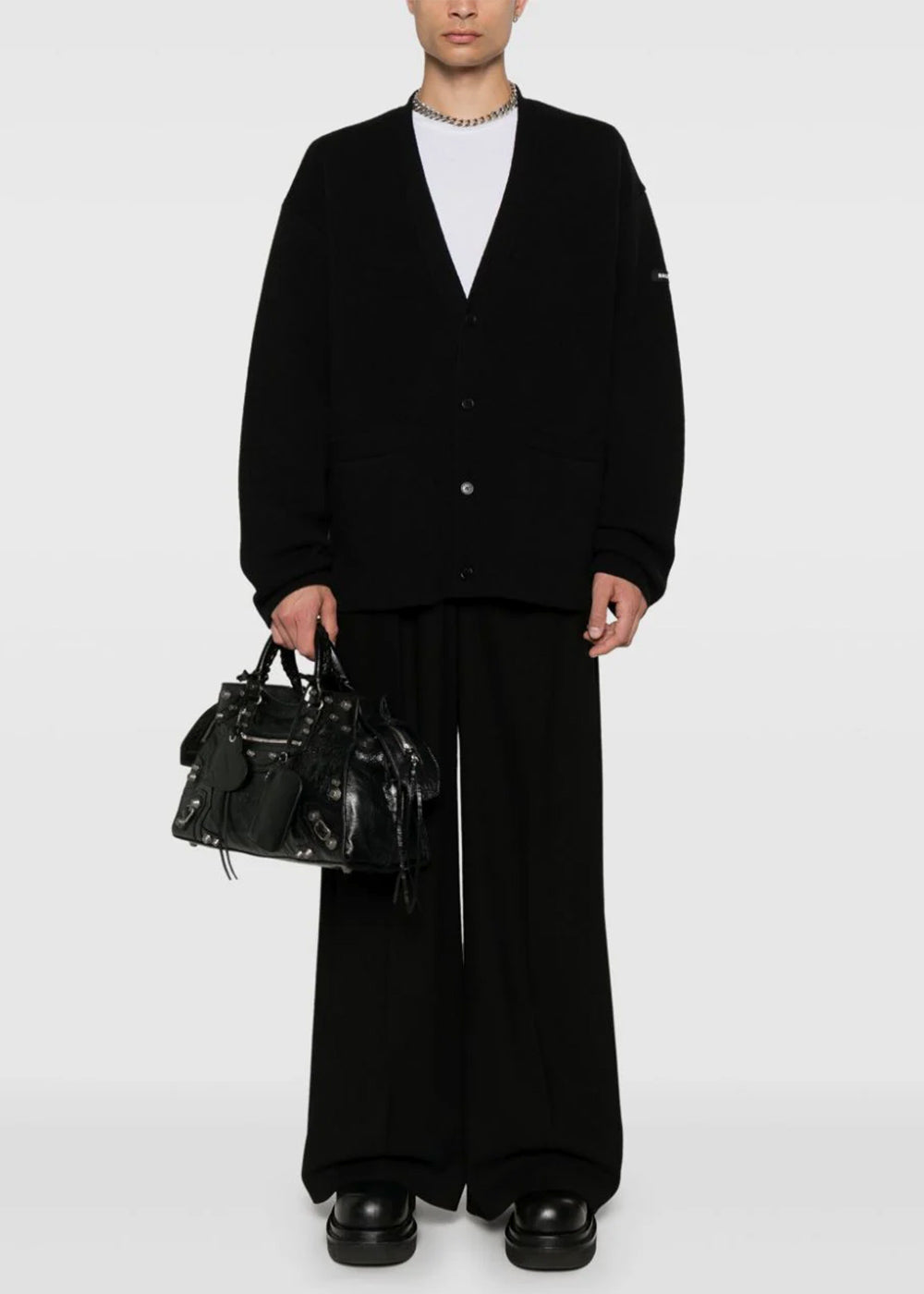 Black Rubberised-Logo Cardigan Balenciaga оригінал – Купити в Україні – вид ззаду