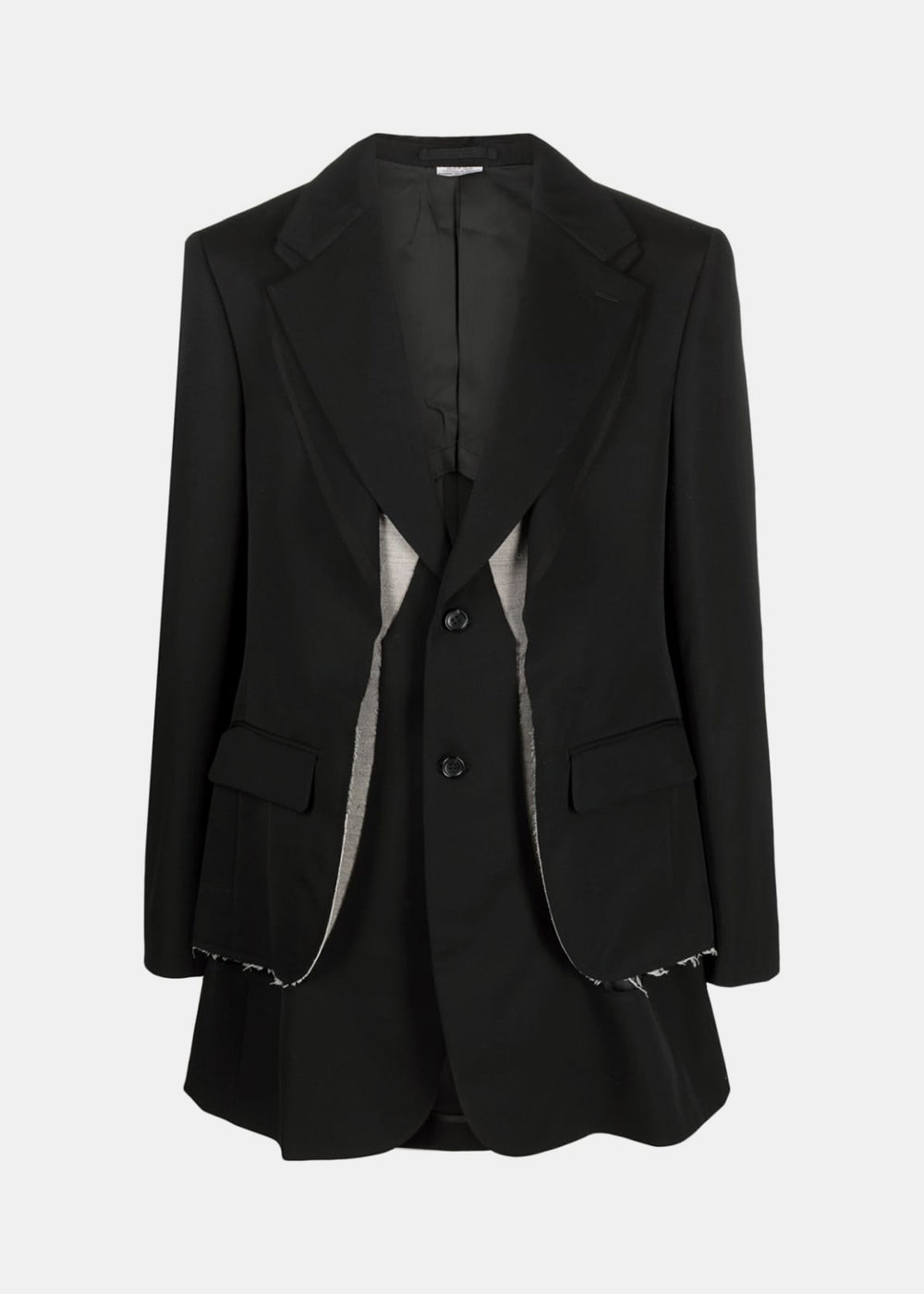 Black Long-Sleeve Wool Coat Comme des garcons – Гарантія оригінальності – боковий вид