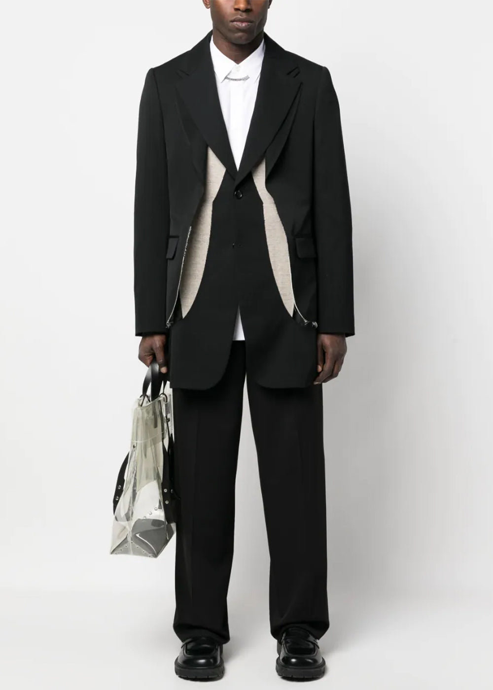 Black Long-Sleeve Wool Coat Comme des garcons – Гарантія оригінальності – вид ззаду