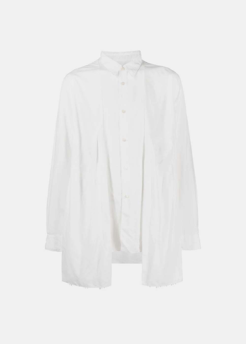 White Draped-Panel Long-Sleeve Shirt Comme des garcons – Гарантія оригінальності – боковий вид