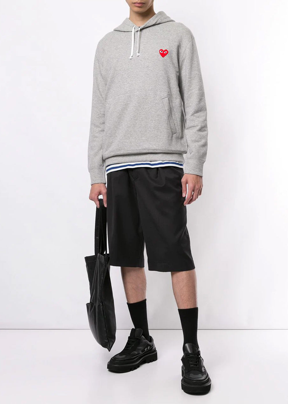 Grey & Red Heart Patch Hoodie Comme des garcons – Гарантія оригінальності – збільшений вид