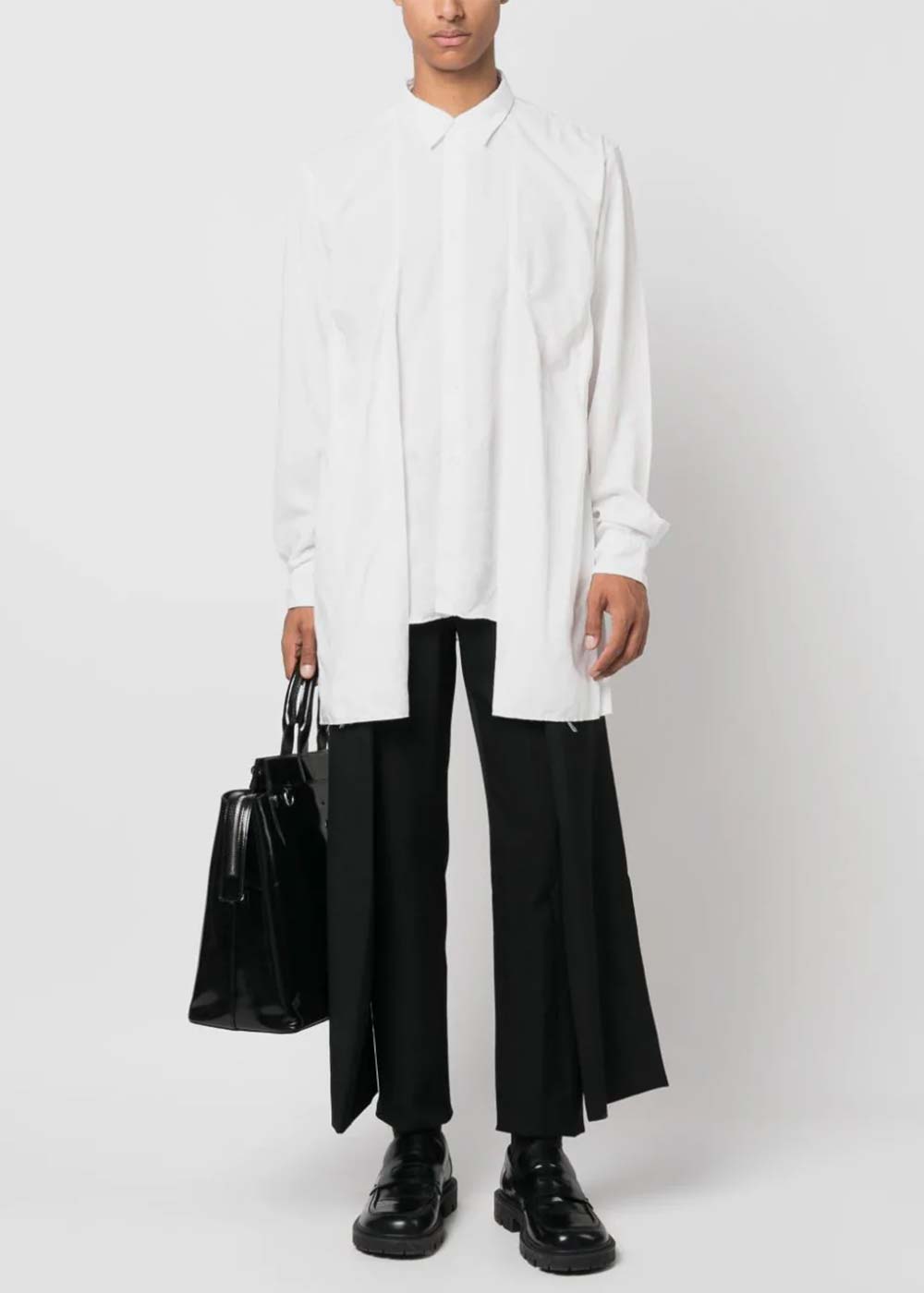 White Draped-Panel Long-Sleeve Shirt Comme des garcons – Гарантія оригінальності – збільшений вид