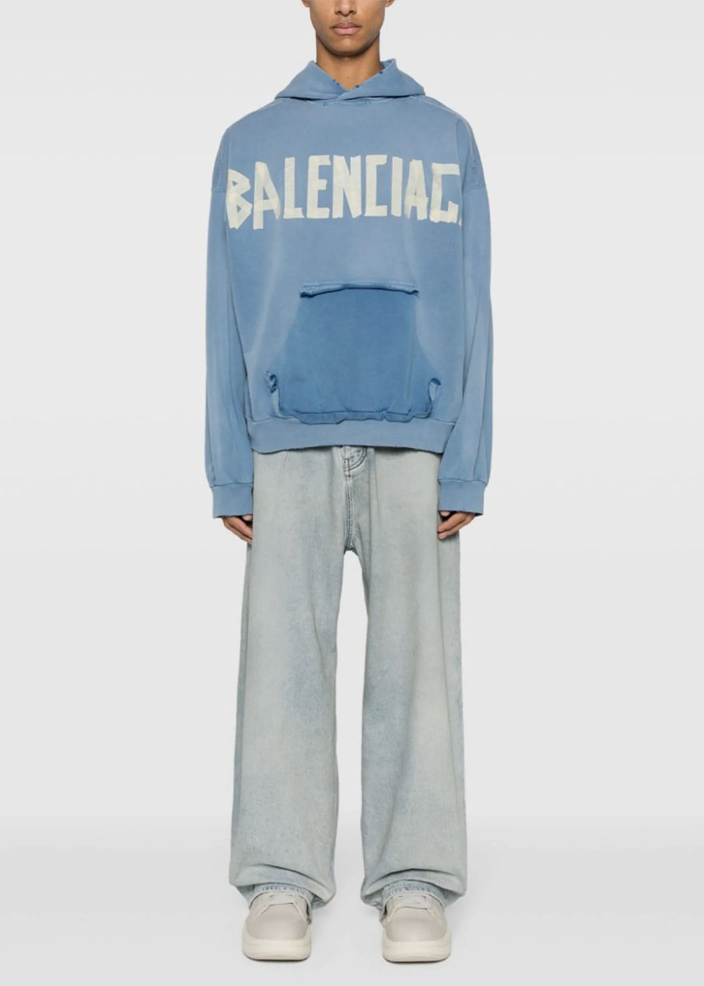 Оригінальна Blue Ripped Pocket Hoodie Balenciaga – вид ззаду
