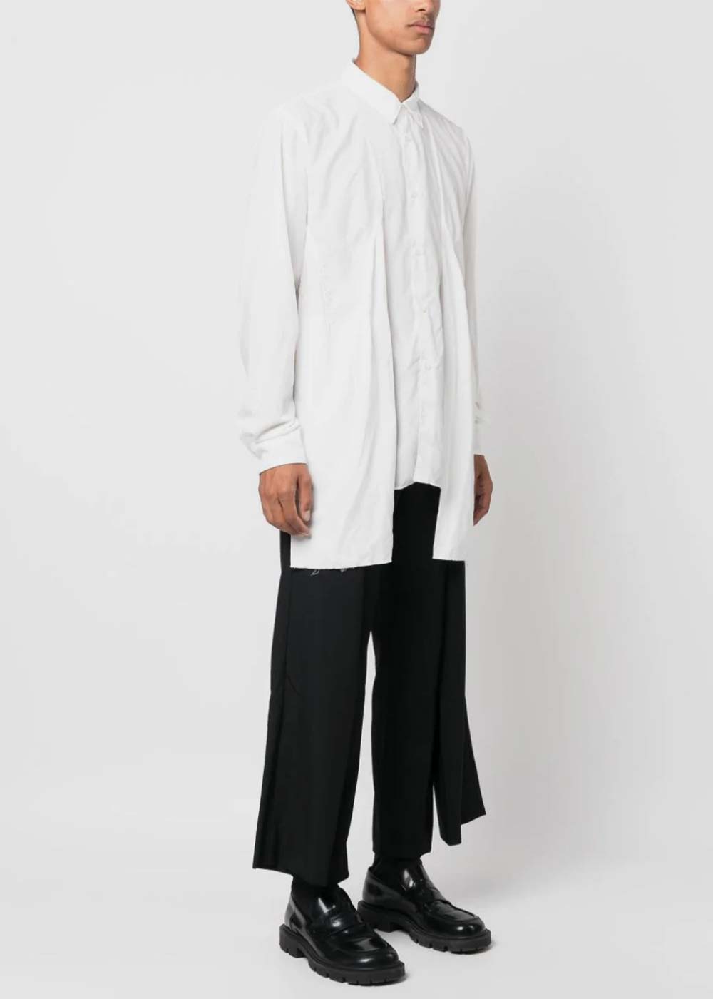 White Draped-Panel Long-Sleeve Shirt Comme des garcons – Гарантія оригінальності – вид ззаду