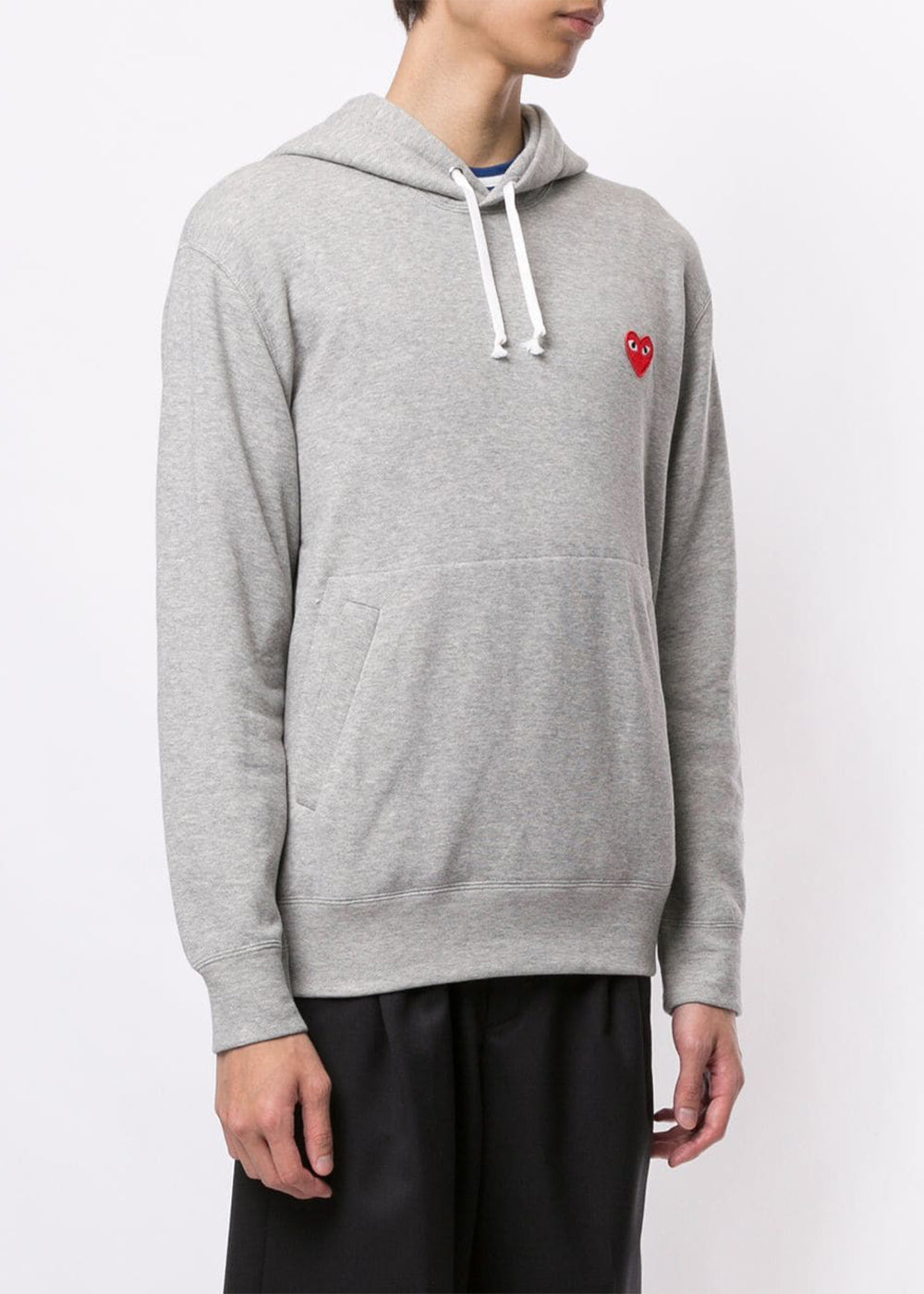 Grey & Red Heart Patch Hoodie Comme des garcons – Гарантія оригінальності – вид ззаду