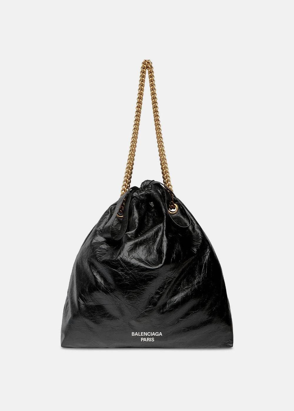 Оригінальна Black Medium Crush Leather Tote Bag Balenciaga – боковий вид