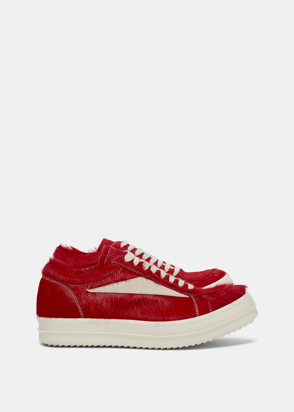 Оригінальна Red Vintage Low-Top Pony Hair Sneakers Rick owens – боковий вид