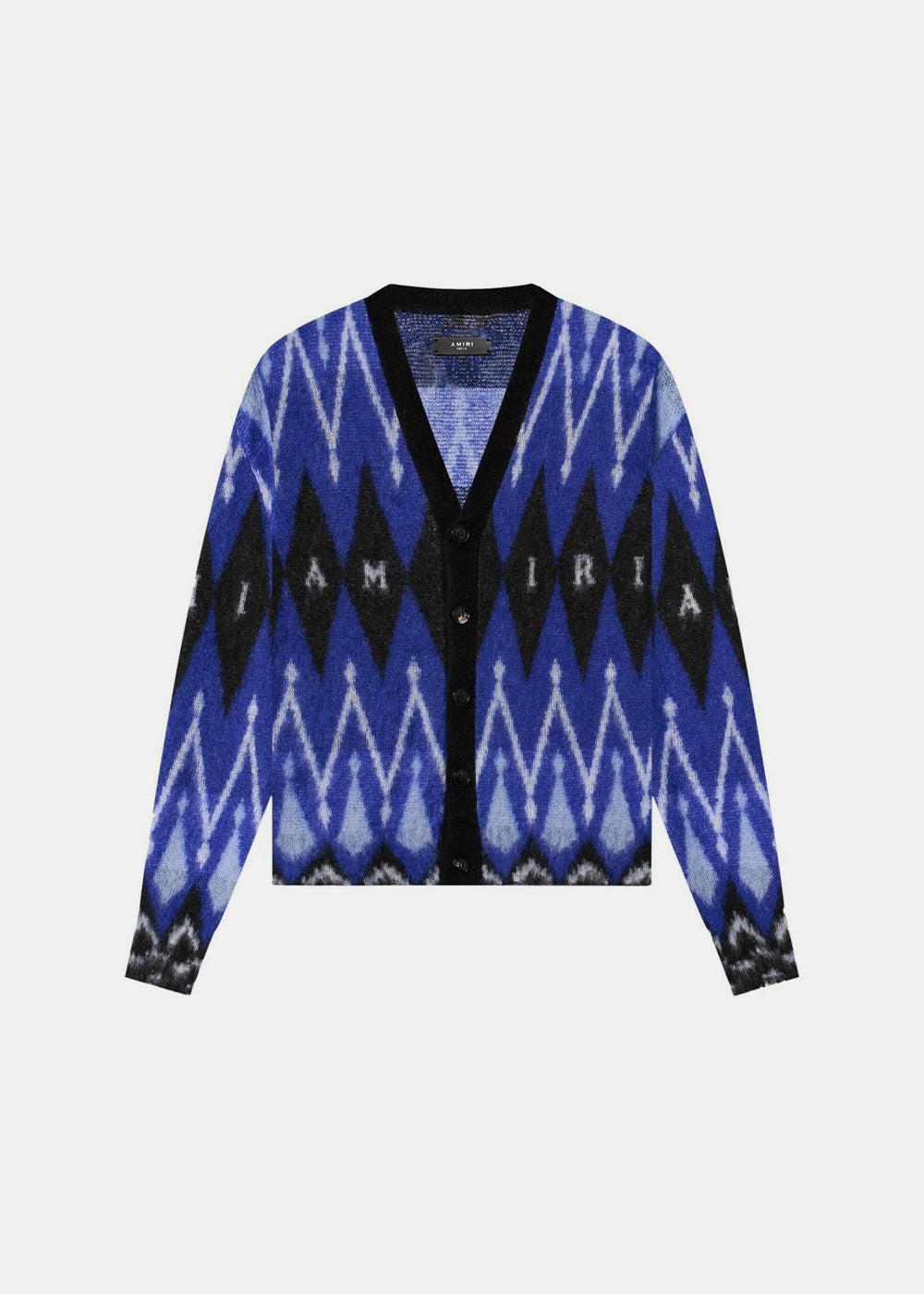 Blue Argyle Mohair Cardigan Amiri – Гарантія оригінальності – боковий вид