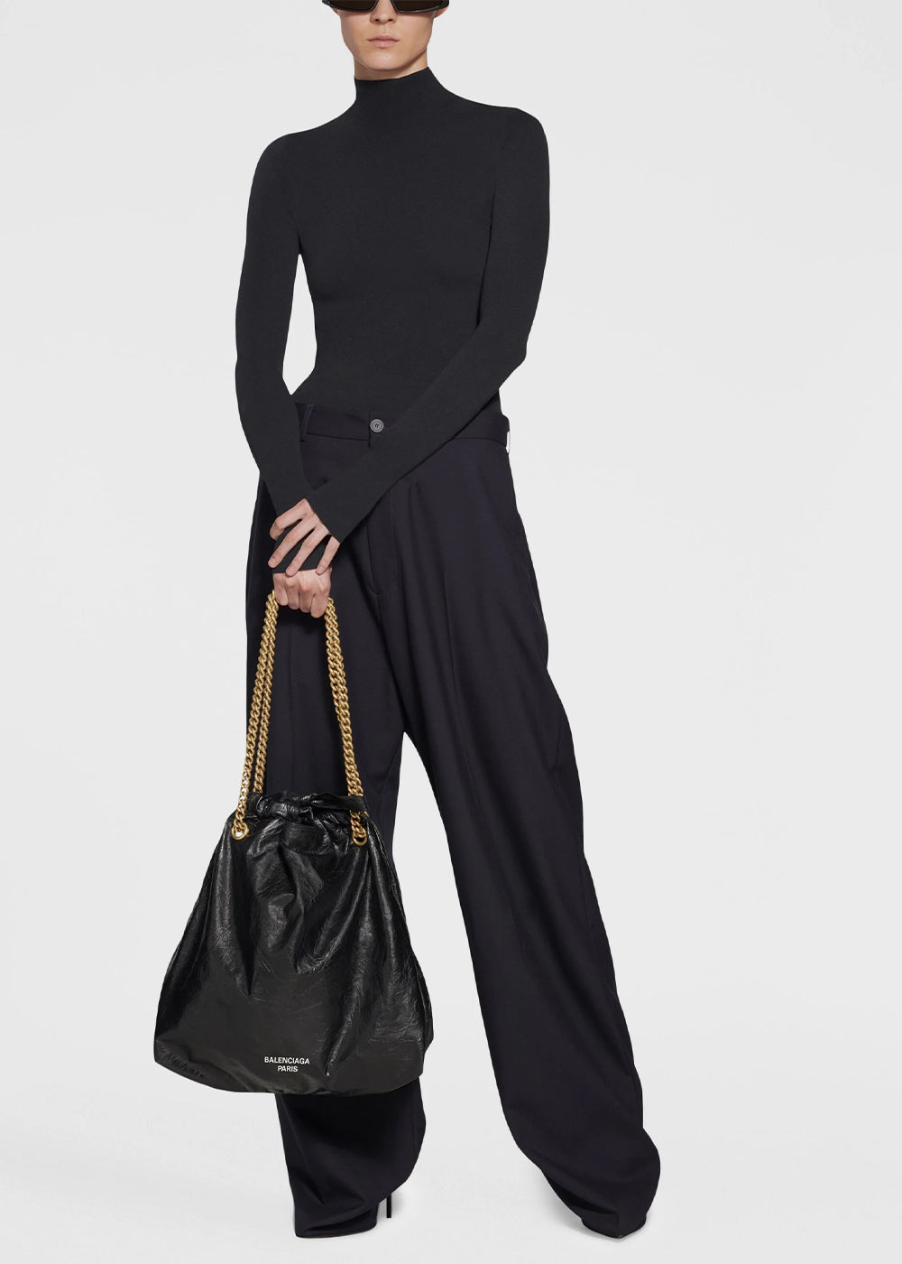 Оригінальна Black Medium Crush Leather Tote Bag Balenciaga – вид ззаду