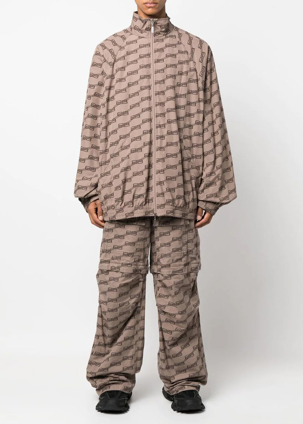 Beige Monogram-Print Track Jacket Balenciaga – Гарантія оригінальності – вид ззаду