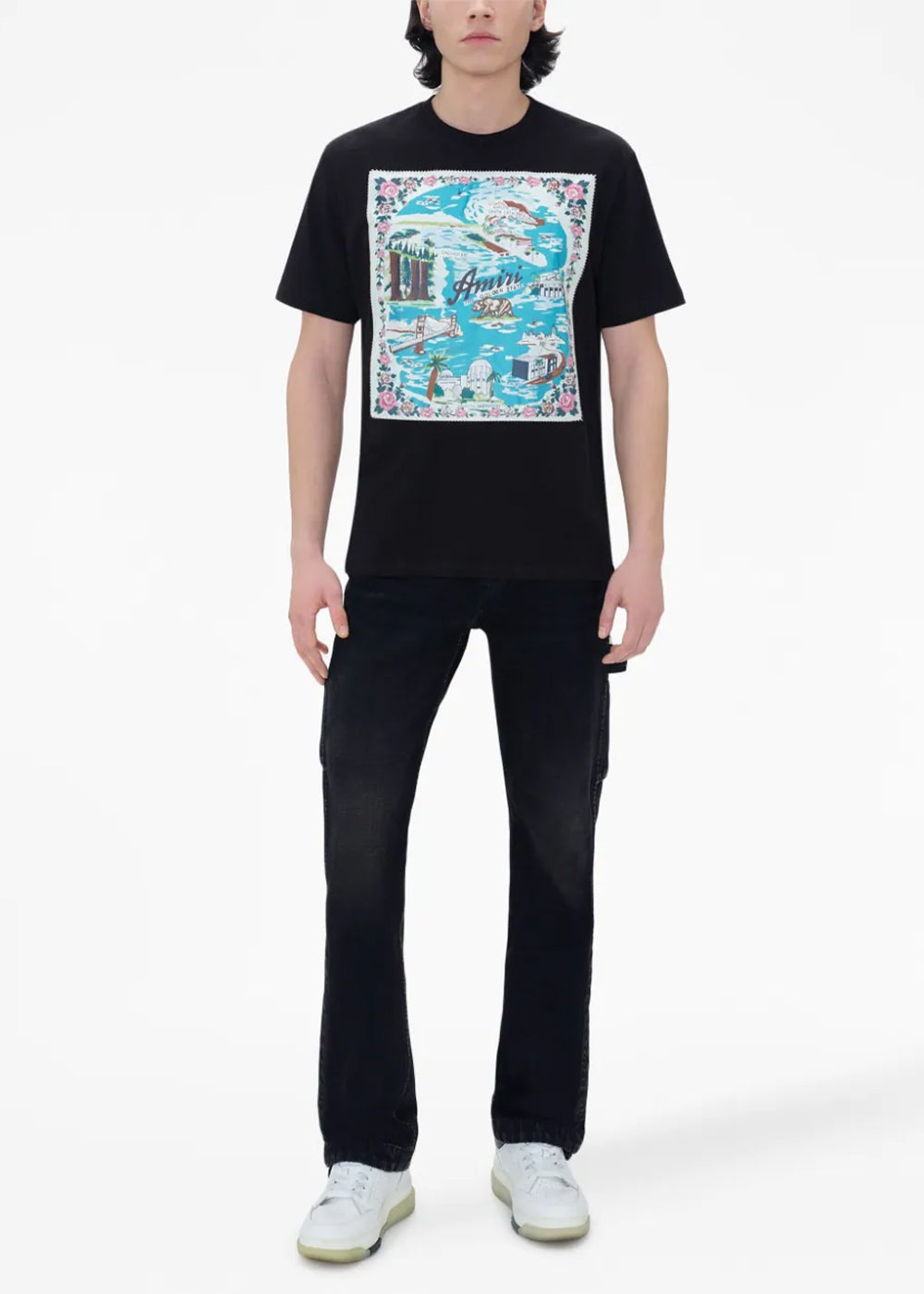 Black California Hawaiian Tee Amiri – Гарантія оригінальності – вид ззаду