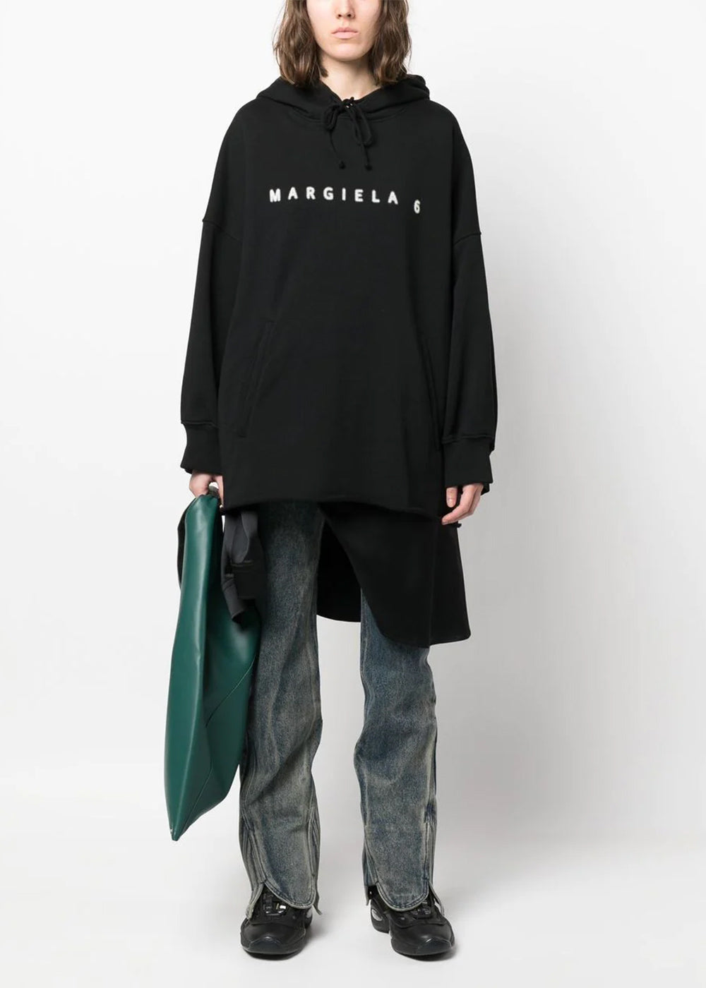 Black Logo-Print Slouchy Hoodie Maison margiela оригінал – Купити в Україні – вид ззаду