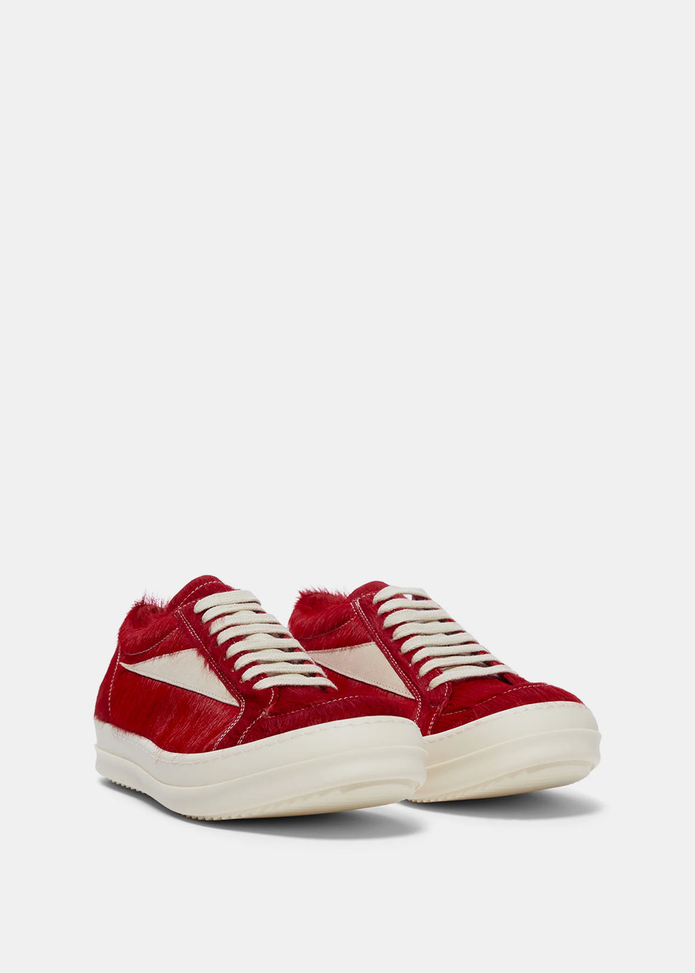 Оригінальна Red Vintage Low-Top Pony Hair Sneakers Rick owens – вид ззаду