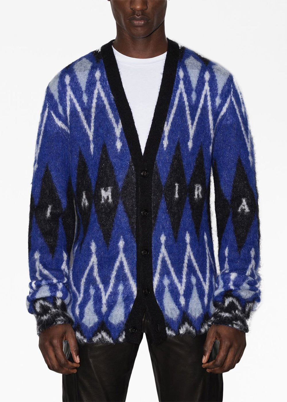 Blue Argyle Mohair Cardigan Amiri – Гарантія оригінальності – вид ззаду