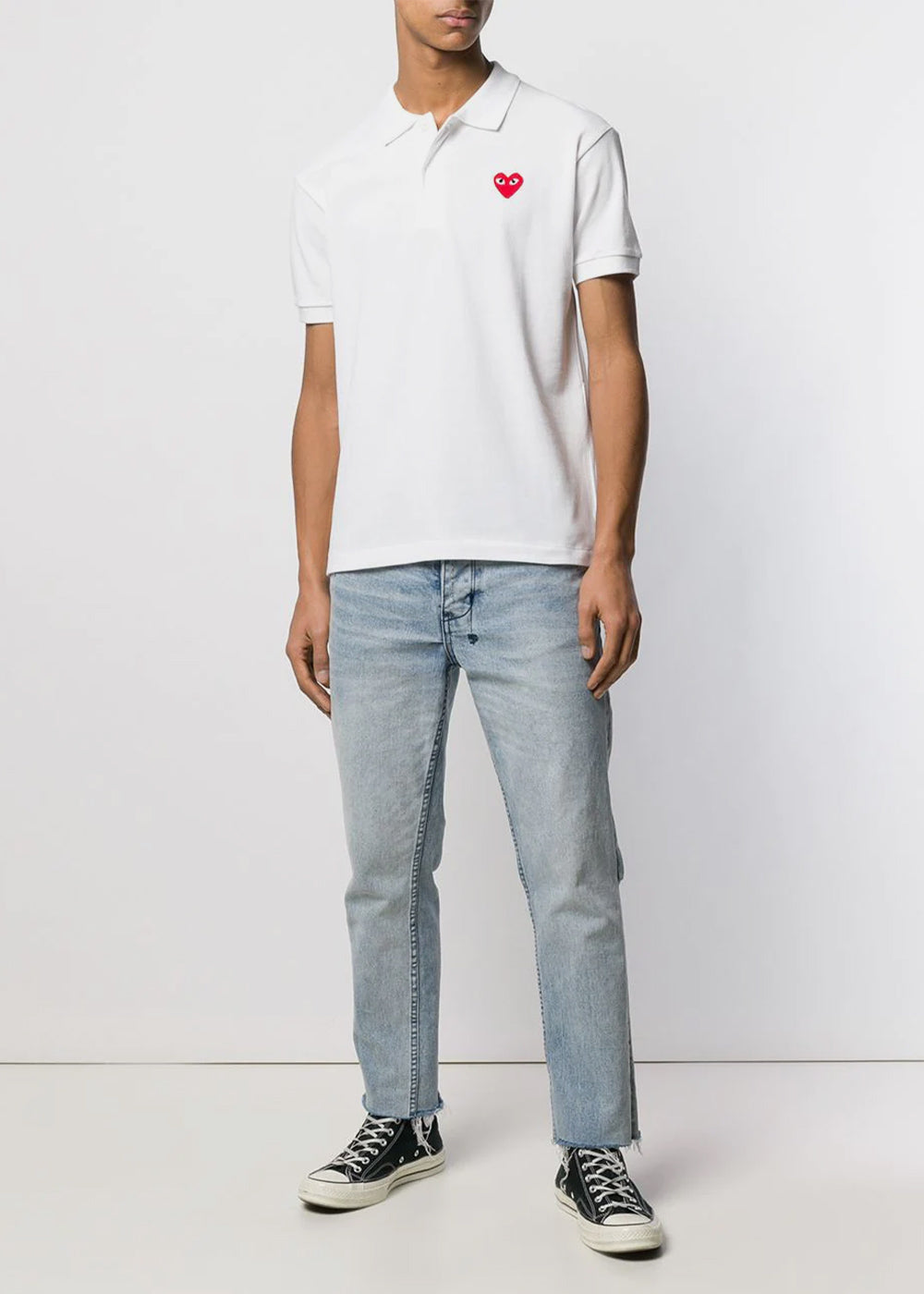 White Red Heart Polo Comme des garcons оригінал – Купити в Україні – вид ззаду
