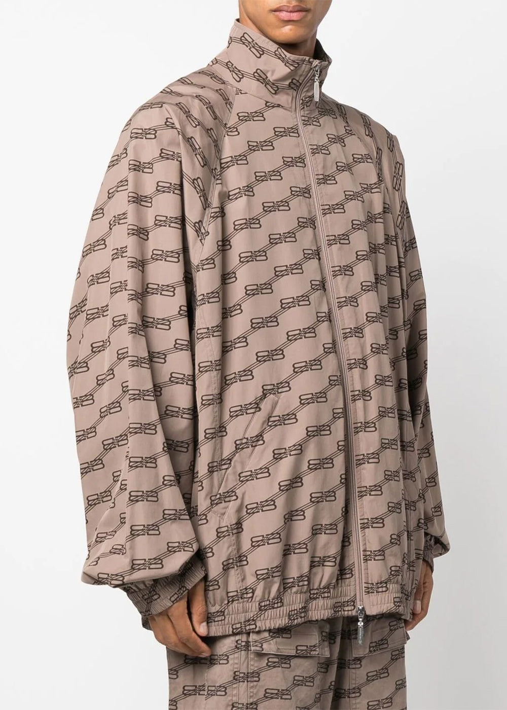 Beige Monogram-Print Track Jacket Balenciaga – Гарантія оригінальності – детальний вид
