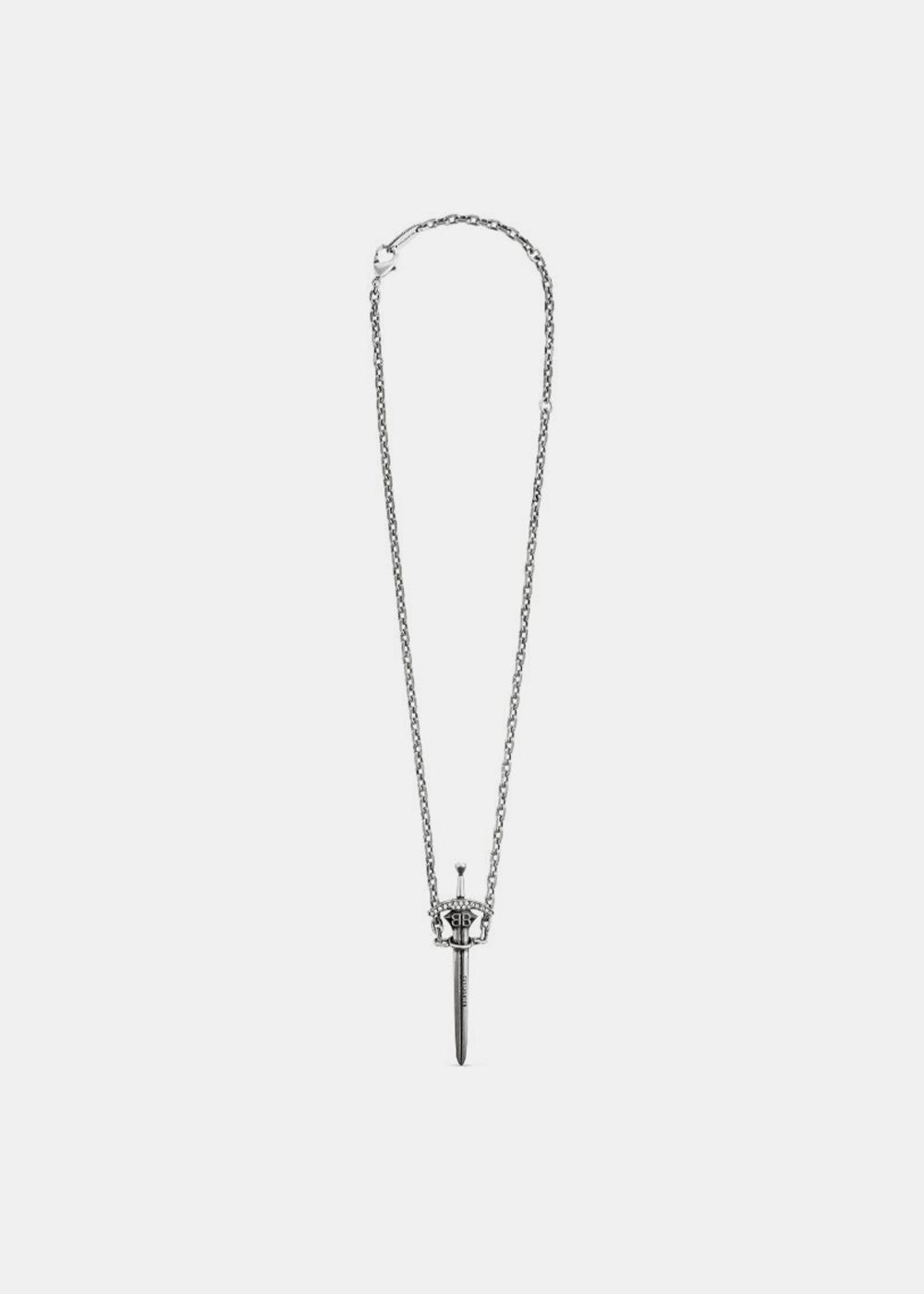 Silver Goth Sword Pendant Necklace Balenciaga – Гарантія оригінальності – боковий вид