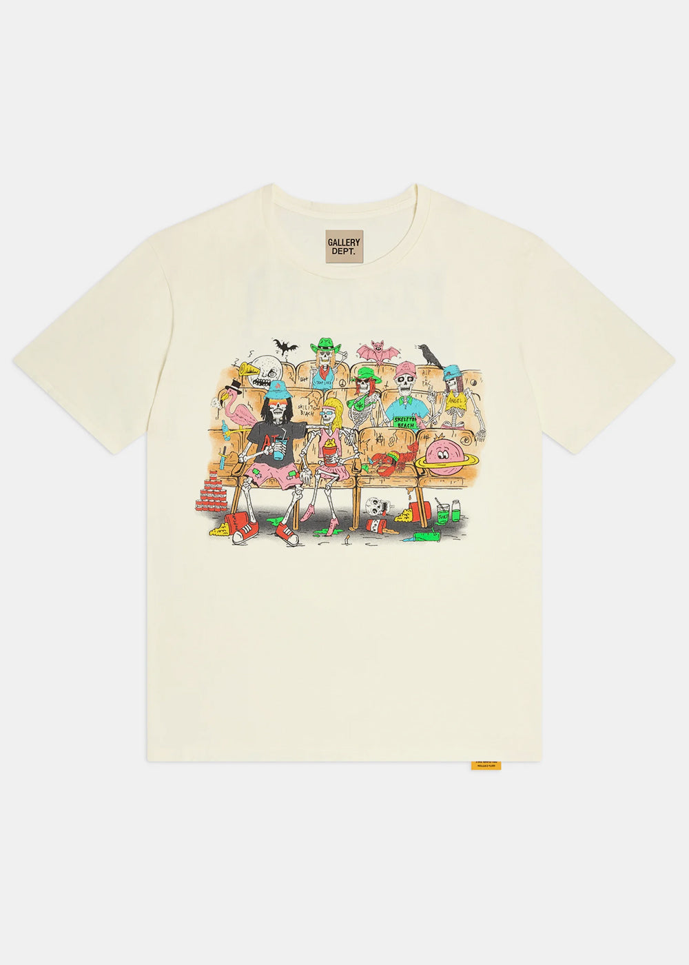 Оригінальна Light Archival White Skeleton Beach Theatre T-Shirt Gallery department – боковий вид