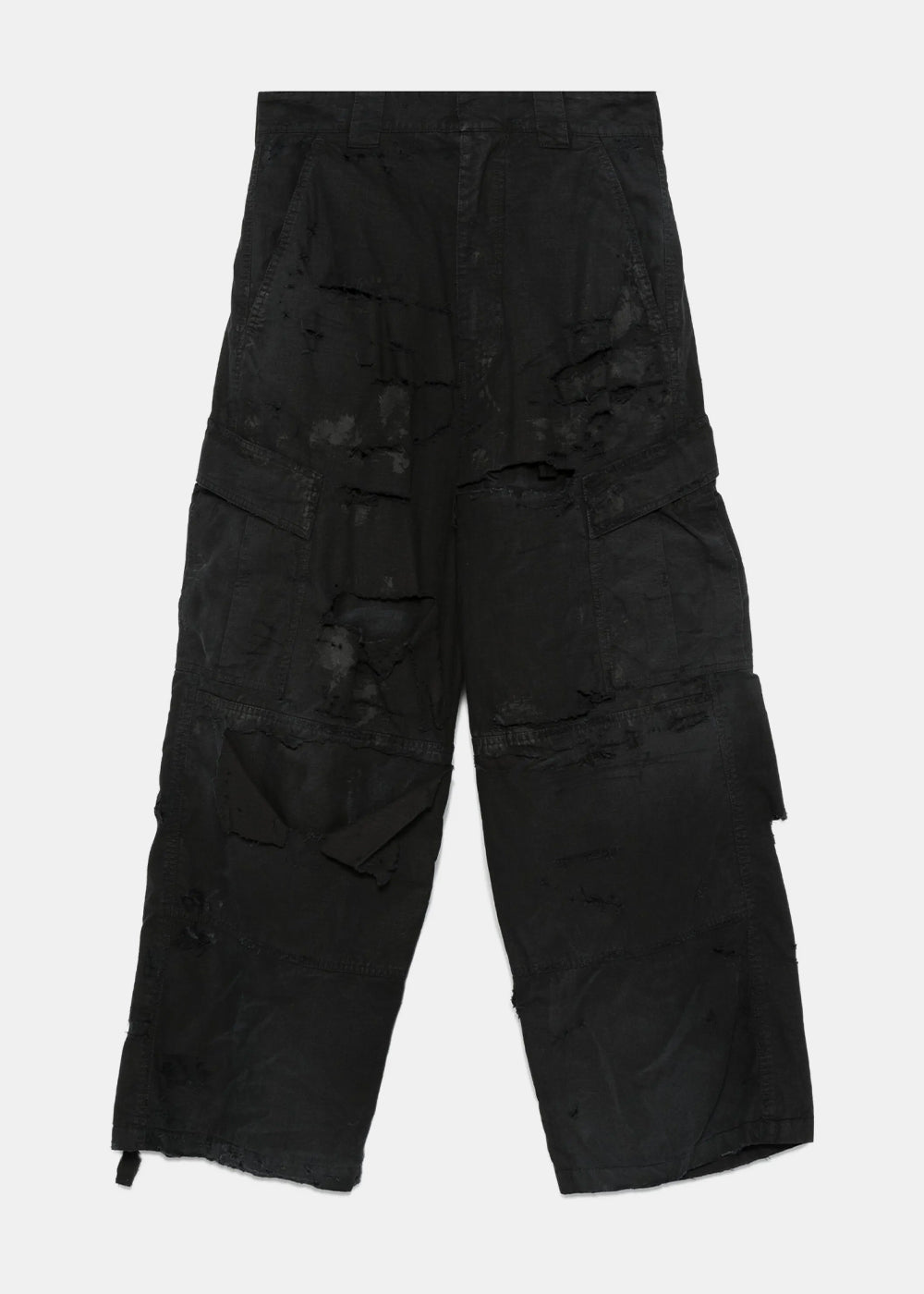 Black Distressed Large Cargo Pants Balenciaga оригінал – Купити в Україні – боковий вид