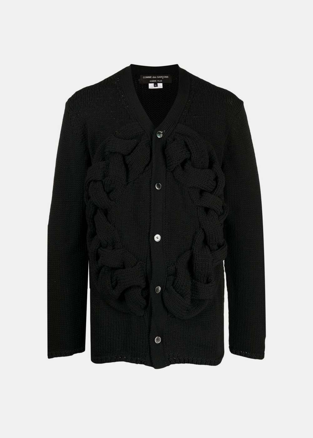 Black Braided-Band V-Neck Cardigan Comme des garcons оригінал – Купити в Україні – боковий вид
