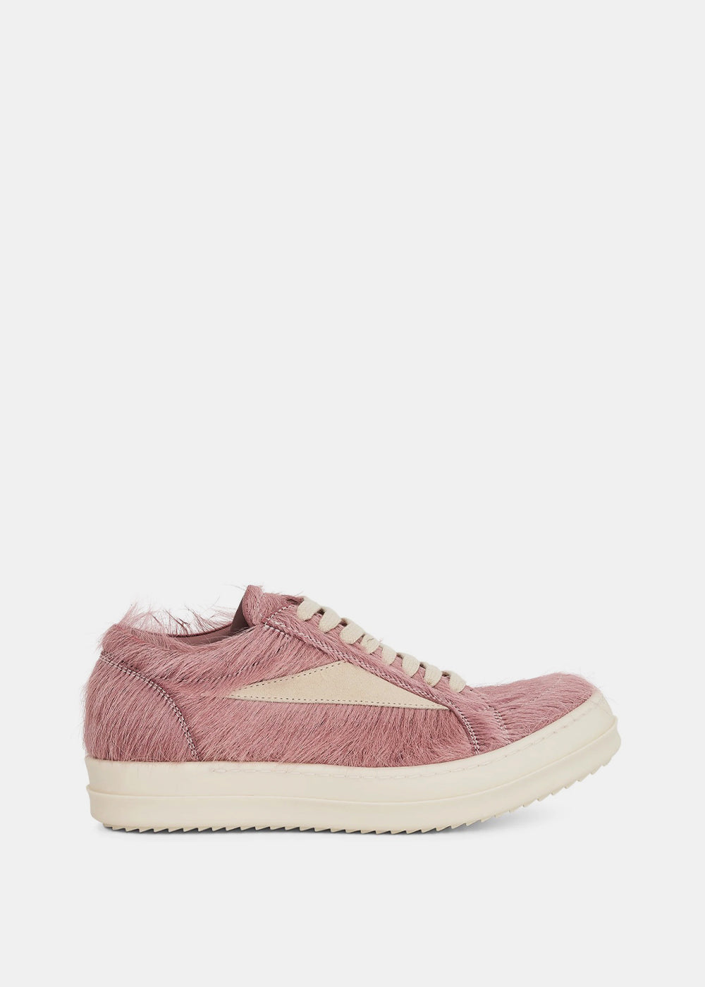 Оригінальна Pink Vintage Low-Top Pony Hair Sneakers Rick owens – боковий вид