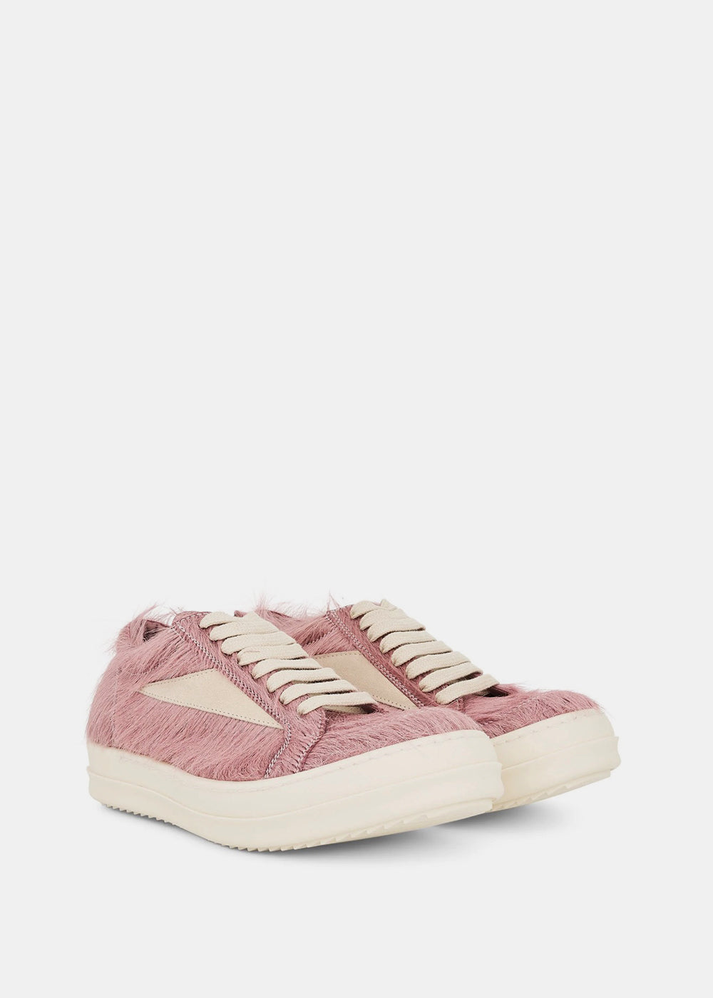 Оригінальна Pink Vintage Low-Top Pony Hair Sneakers Rick owens – вид ззаду
