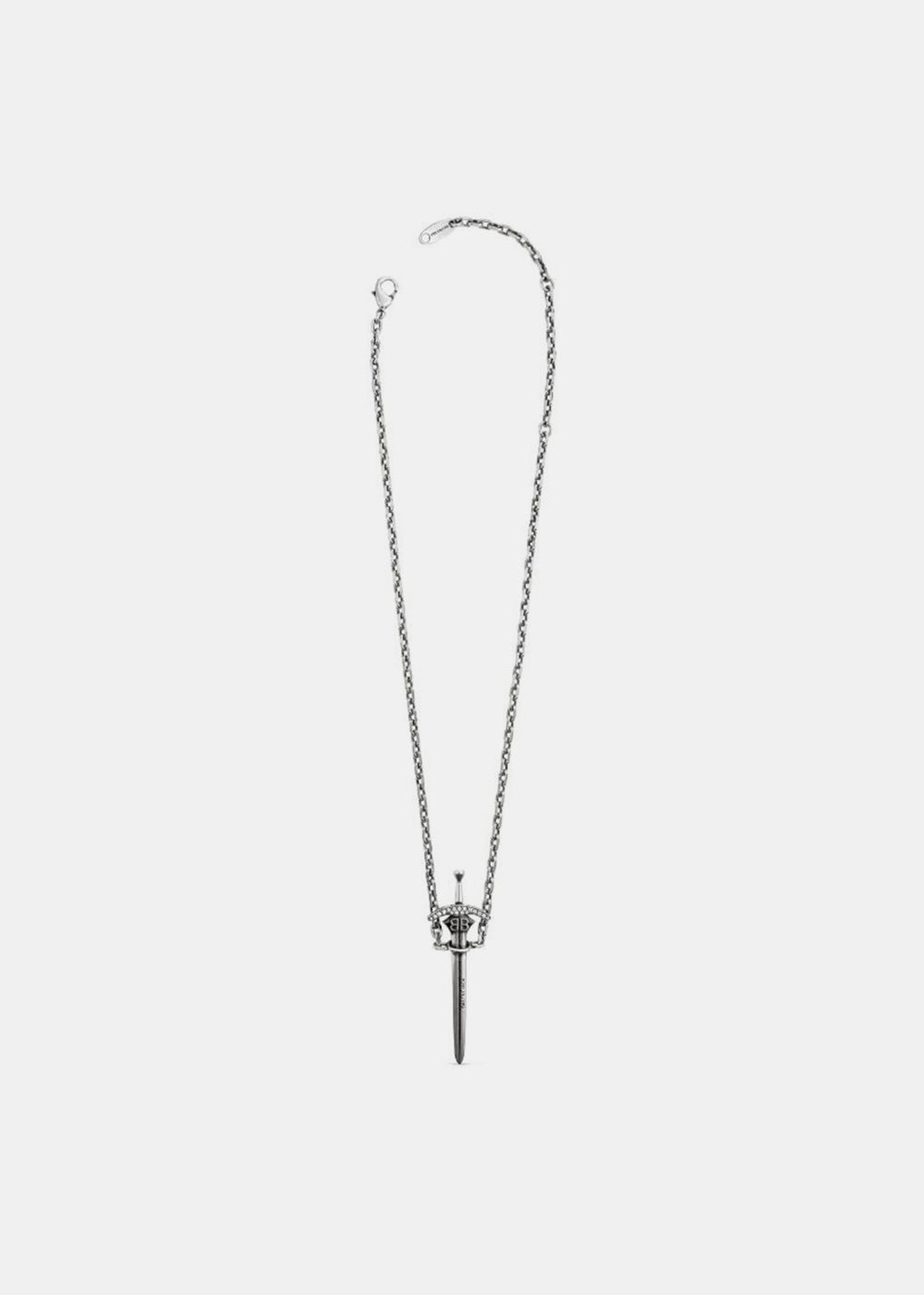 Silver Goth Sword Pendant Necklace Balenciaga – Гарантія оригінальності – вид ззаду