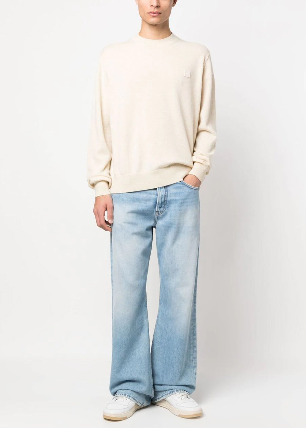 Beige Logo-Patch Detail Knit Jumper Acne studios – Гарантія оригінальності – вид ззаду
