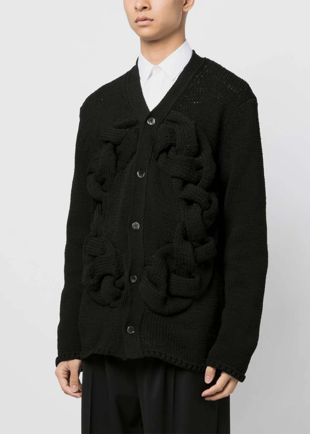 Black Braided-Band V-Neck Cardigan Comme des garcons оригінал – Купити в Україні – вид ззаду
