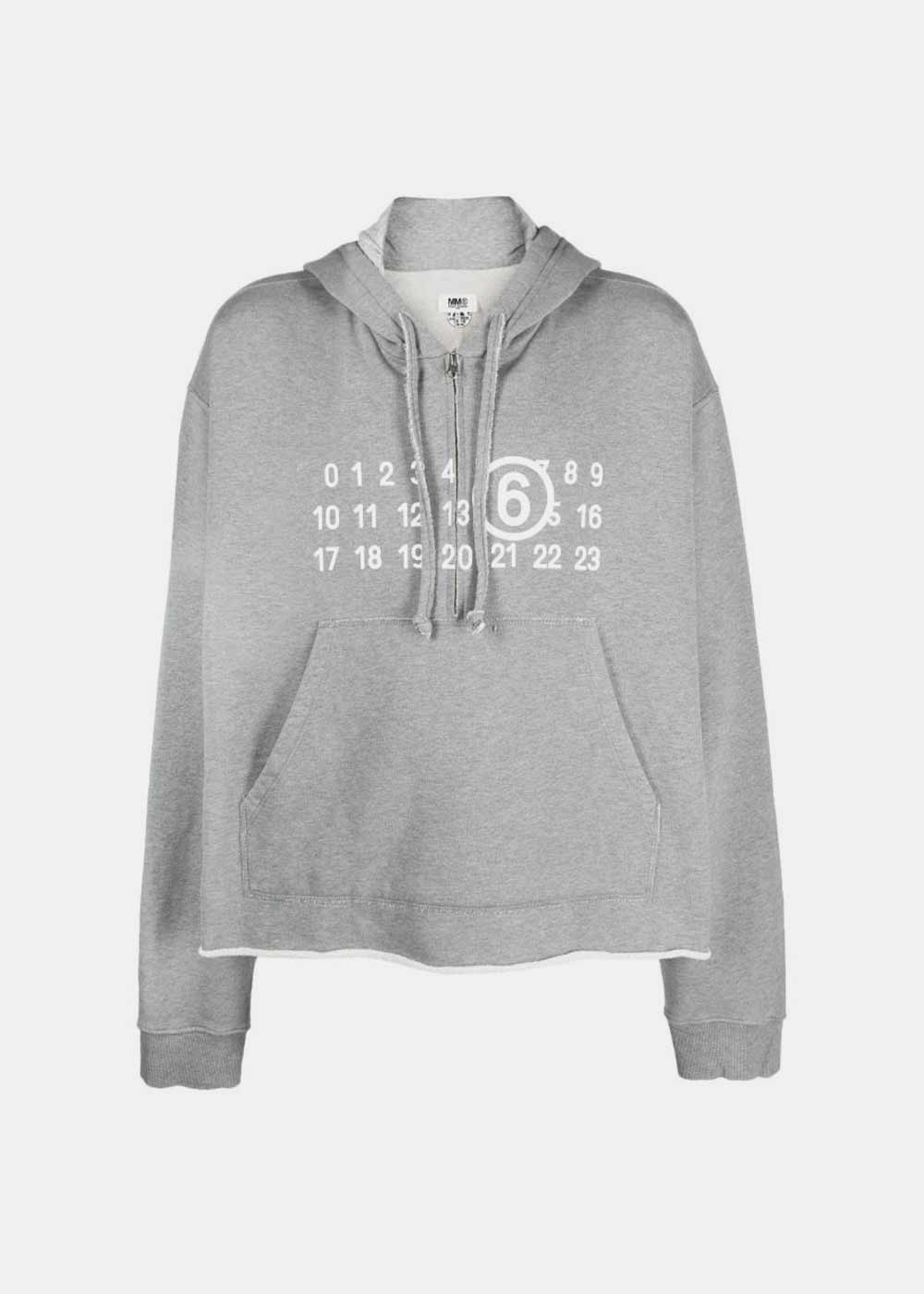 Grey Logo-Print Half-Zip Hoodie Maison margiela – Гарантія оригінальності – боковий вид