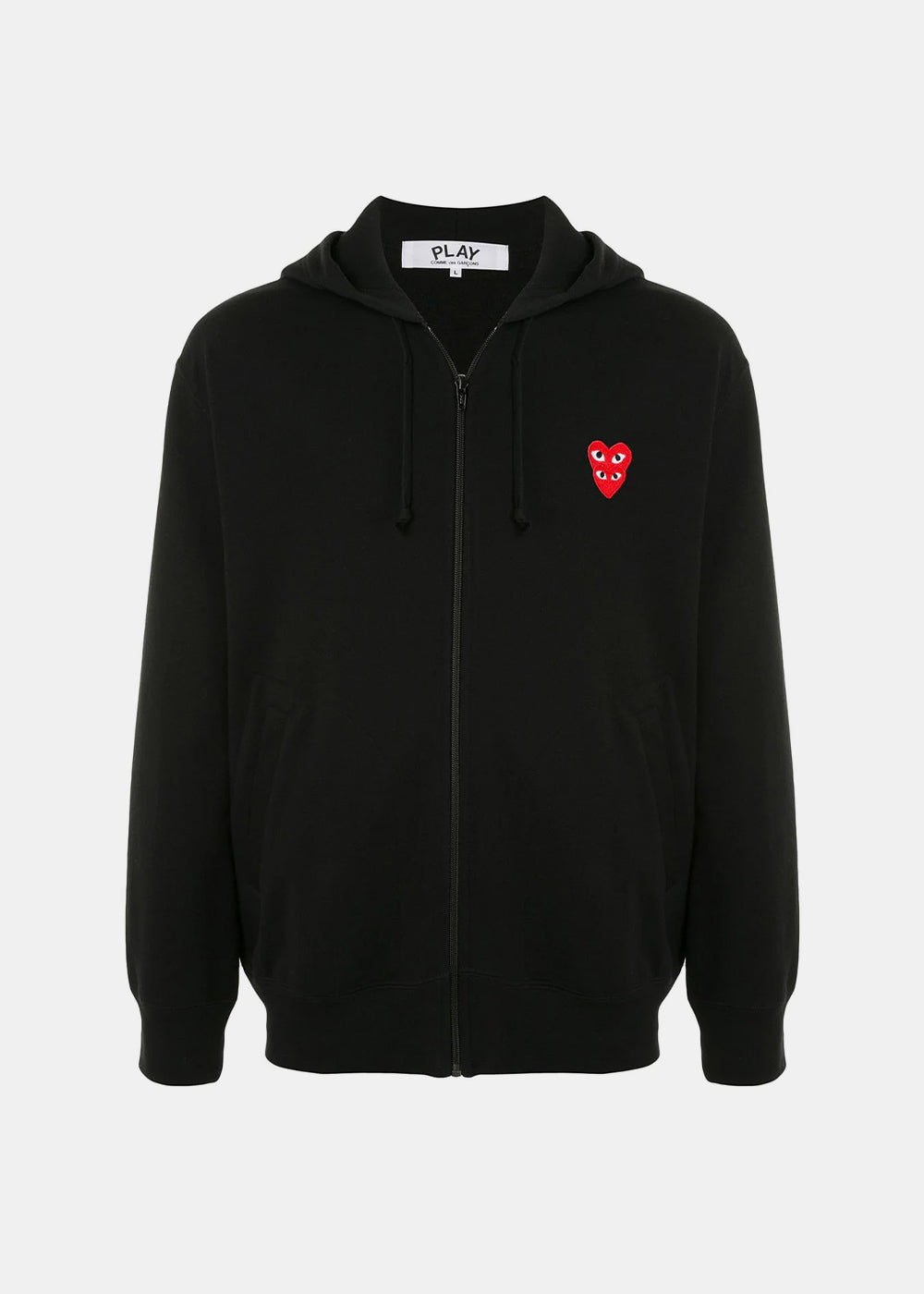 Black & Red Heart Patch Hooded Sweatshirt Comme des garcons – Гарантія оригінальності – боковий вид