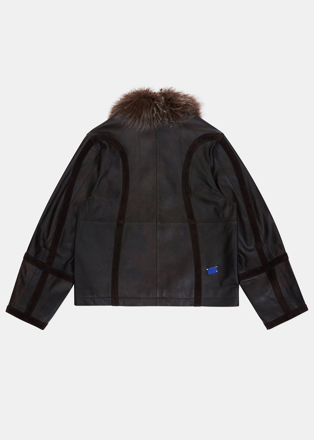 Brown Faux-Fur Collar Leather Jacket Ader error оригінал – Купити в Україні – вид ззаду
