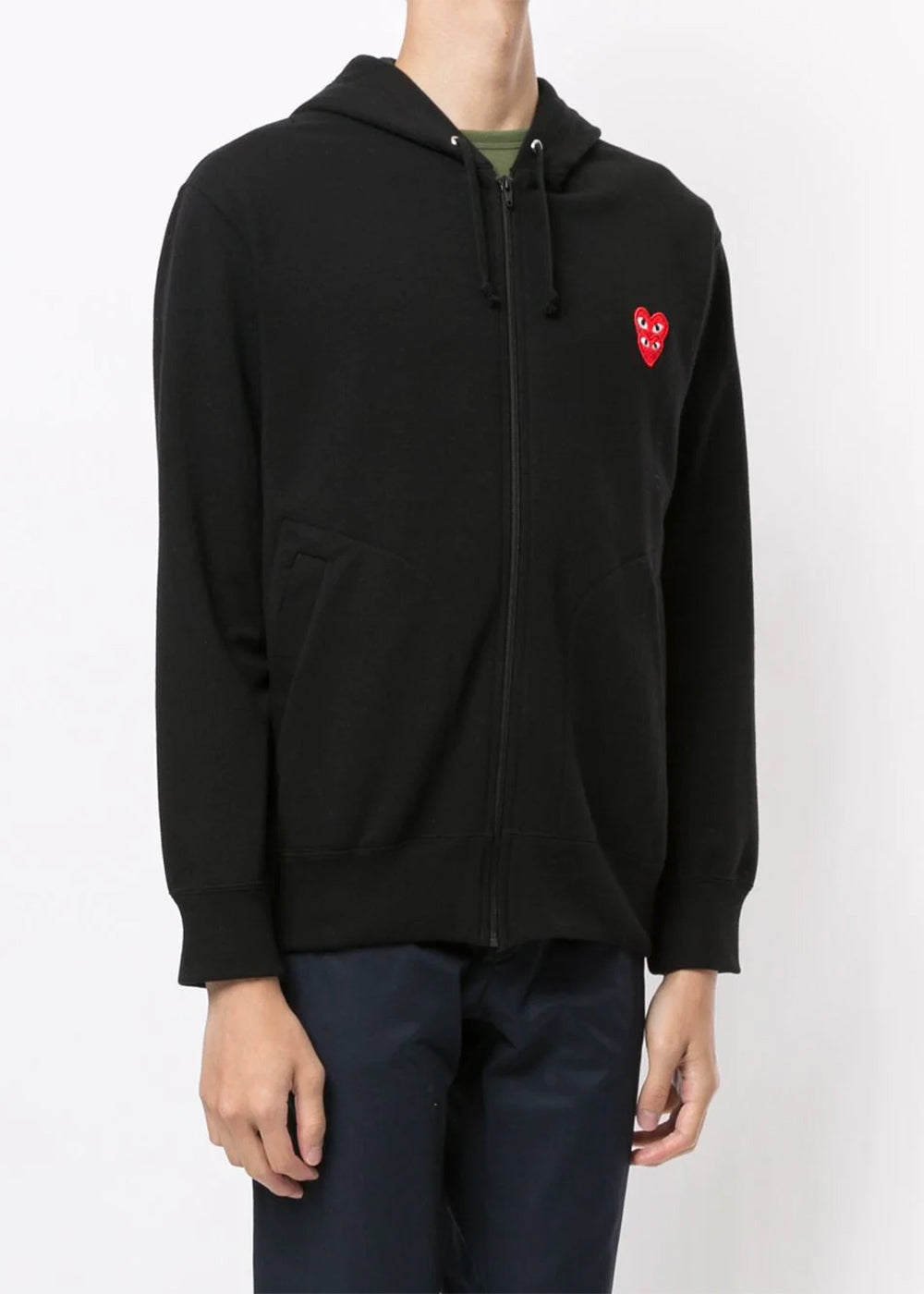 Black & Red Heart Patch Hooded Sweatshirt Comme des garcons – Гарантія оригінальності – вид ззаду