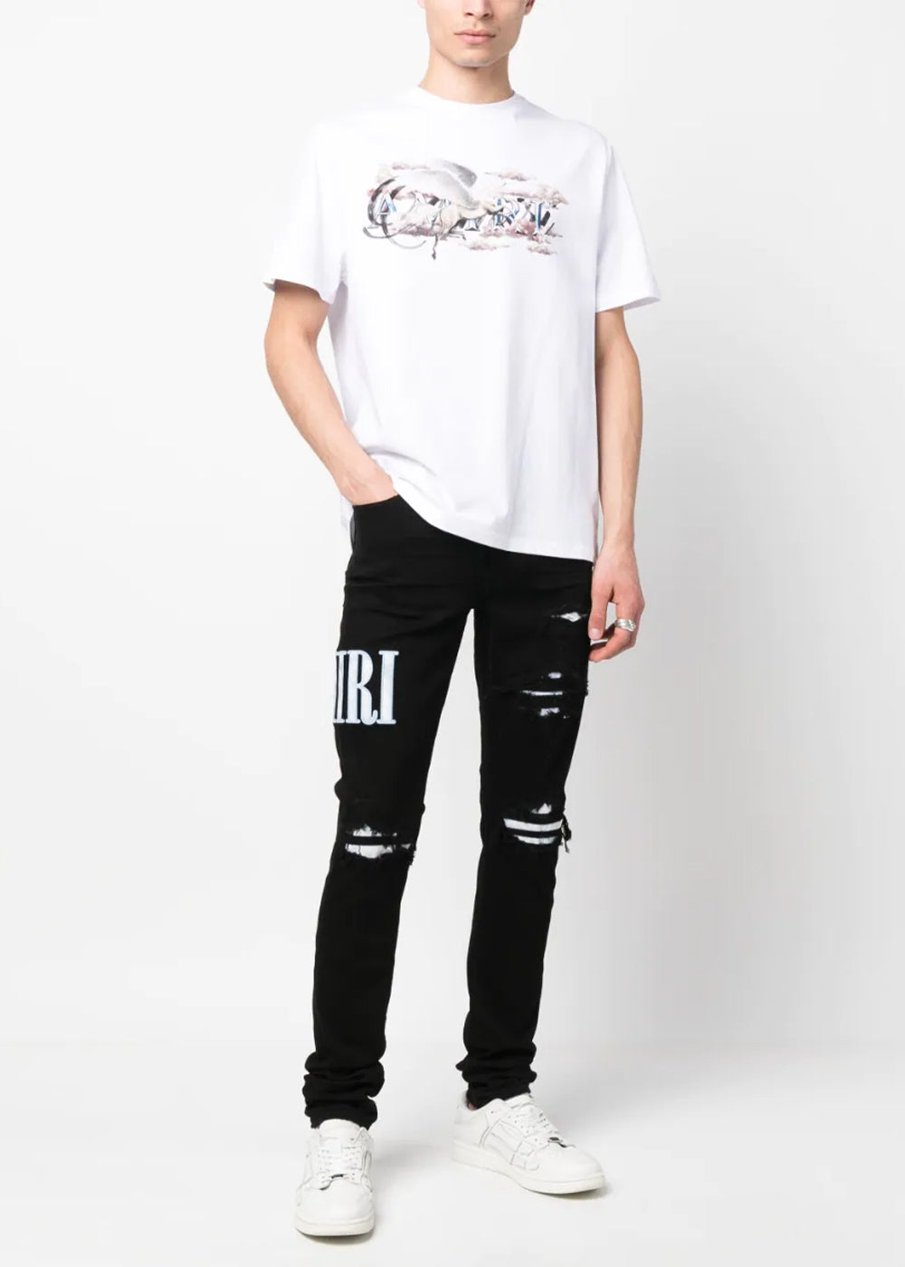 Оригінальна White Pegasus Script Logo Tee Amiri – вид ззаду