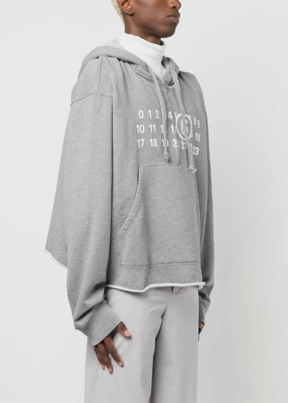 Grey Logo-Print Half-Zip Hoodie Maison margiela – Гарантія оригінальності – детальний вид