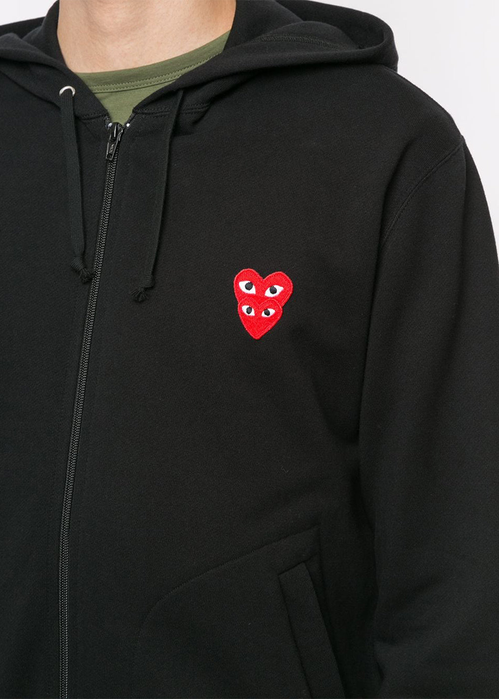 Black & Red Heart Patch Hooded Sweatshirt Comme des garcons – Гарантія оригінальності – збільшений вид