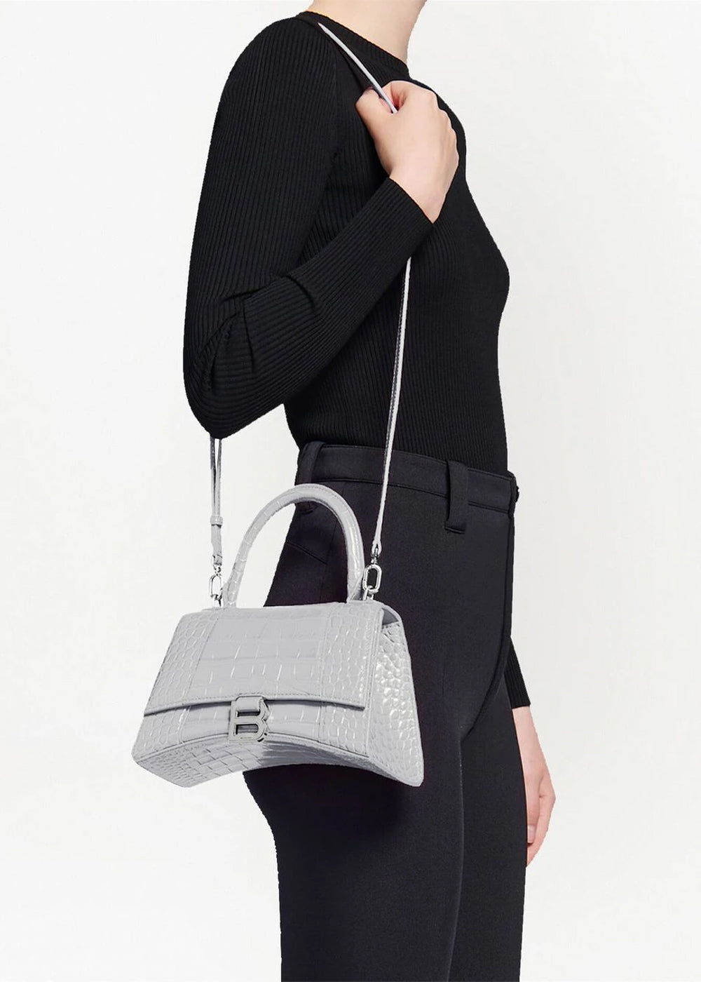 Grey Hourglass Small Top Handle Bag Balenciaga оригінал – Купити в Україні – вид ззаду