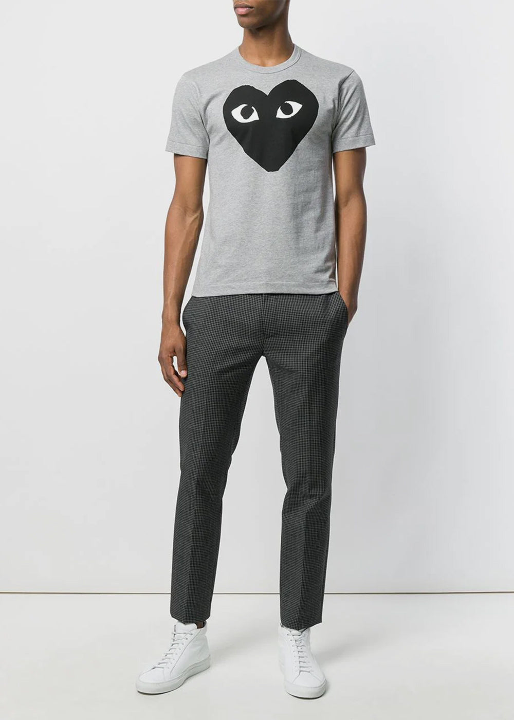 Grey & Black Heart Printed T-Shirt Comme des garcons оригінал – Купити в Україні – збільшений вид