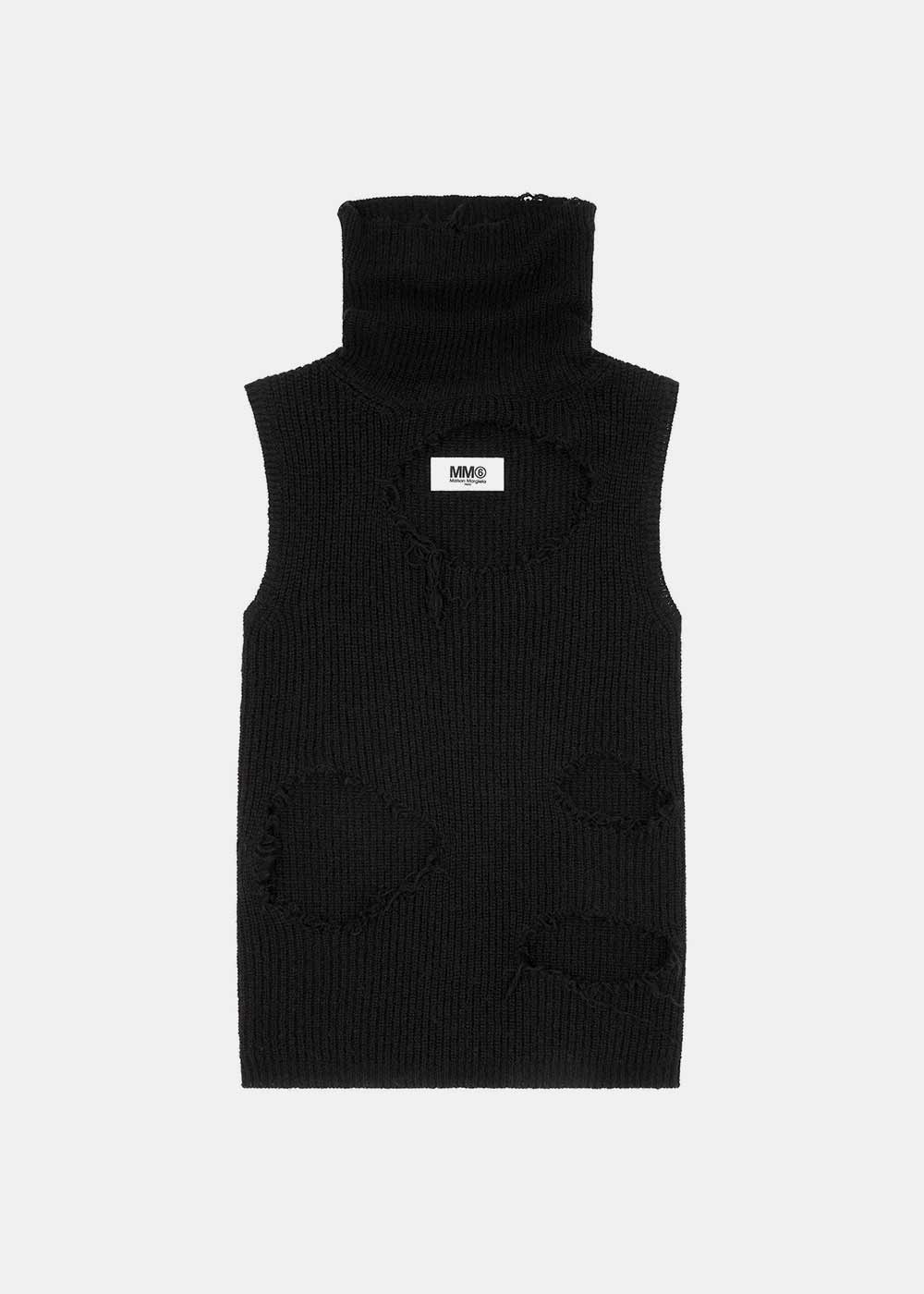 Black Distressed Sleeveless Jumper Maison margiela – Гарантія оригінальності – боковий вид