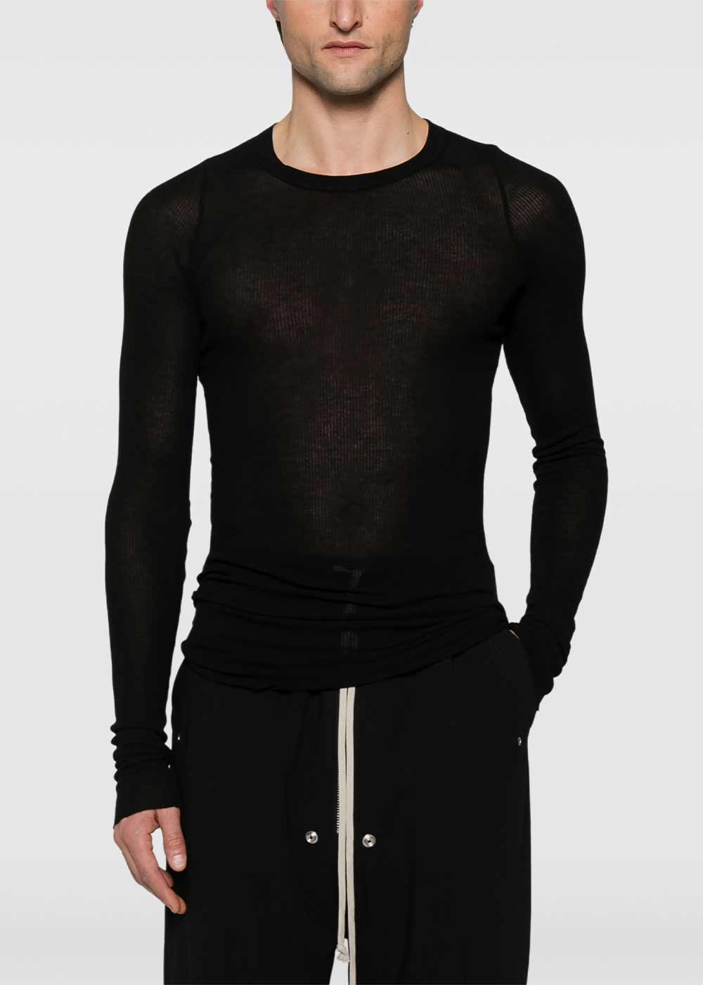Black Ribbed Long Sleeve Top Rick owens оригінал – Купити в Україні – вид ззаду