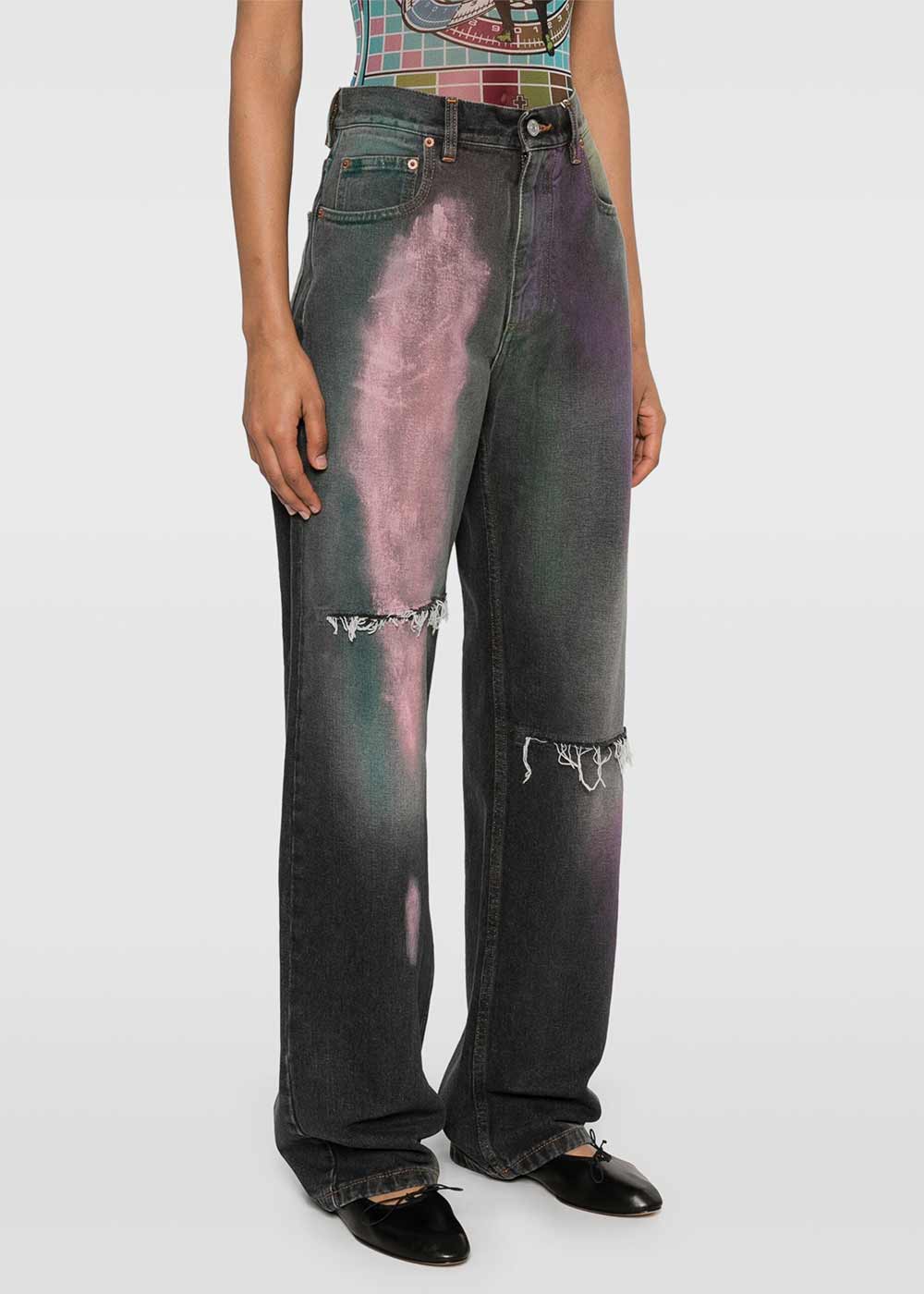 Grey Spray-Paint Effect Jeans Maison margiela – Гарантія оригінальності – детальний вид